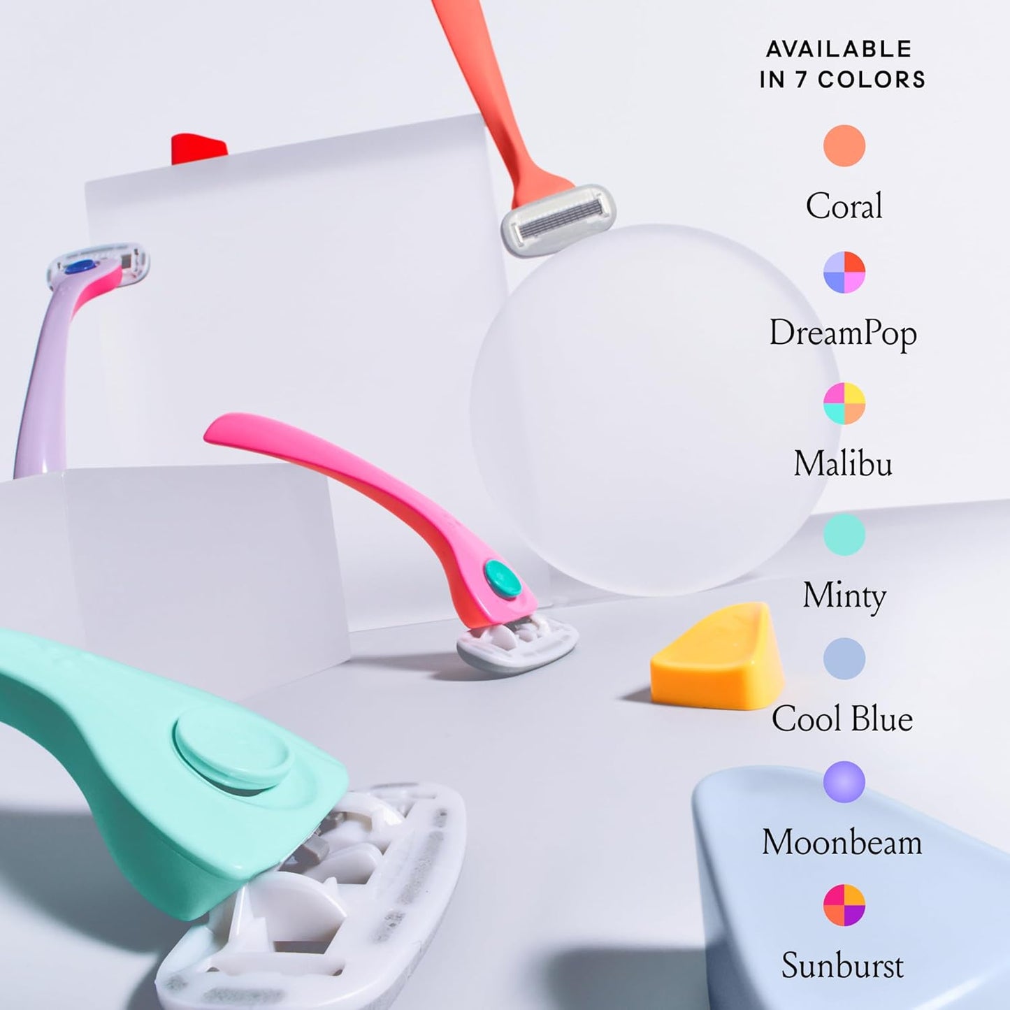 Billie Razors for Women Shave Kit – Women’s Razor + 4 x 5-Blade Razor Refills + Magnetic Holder – Coral