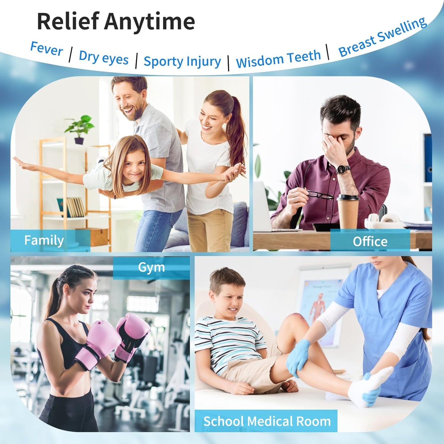 12 Pack Small Ice Pack for Injuries Reusable,Hot & Cold Gel Soft Ice Pack for Face,Eyes,Neck,Teeth,Foot,Headache,Allergies,Shoulder Pain Relief,Warm & Cold Compress for Boo Boos,Students(12Blue)