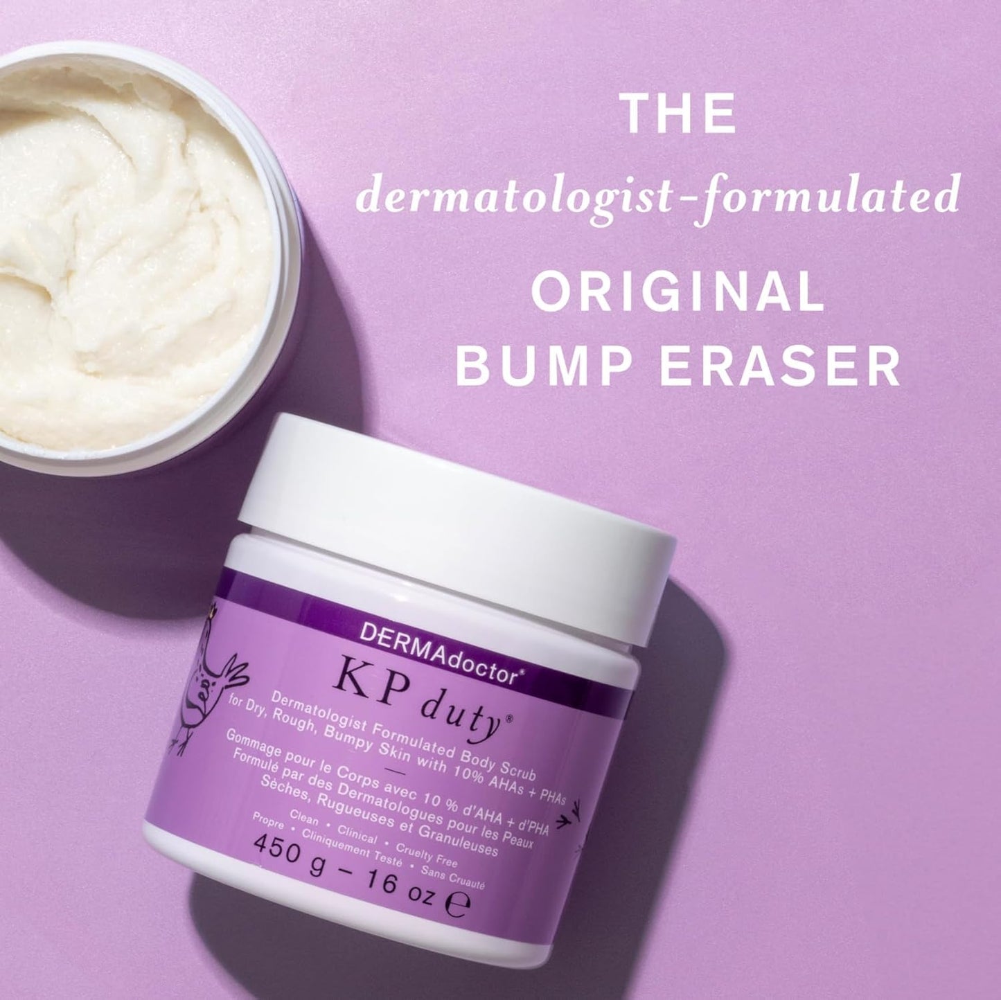 DERMAdoctor KP Bump Eraser Body Scrub Dermatologist Formulated Exfoliant | Keratosis Pilaris Treatment For Dry And Bumpy Skin 10% AHAs + PHAs - 16 fl oz