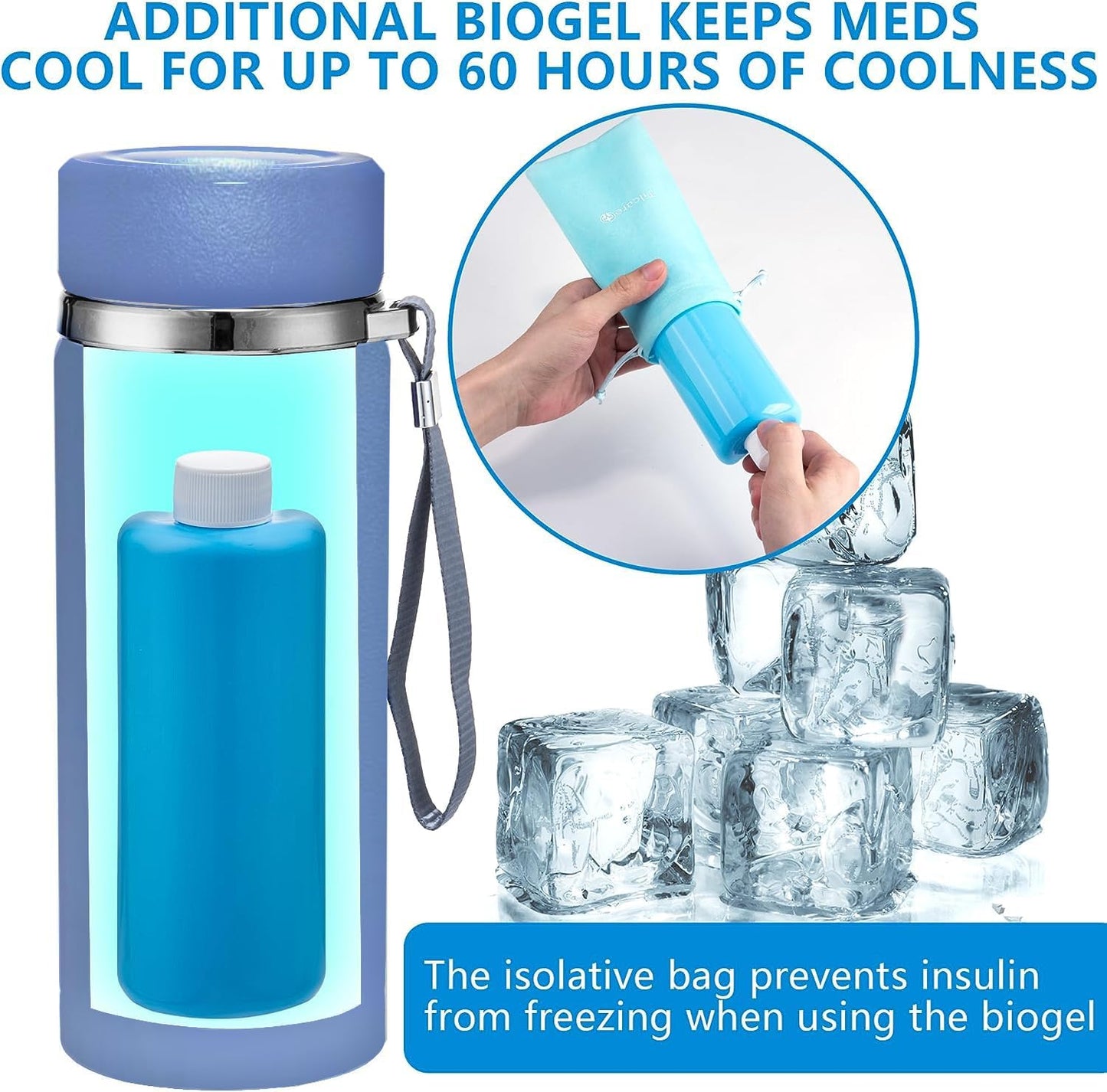 Electric Insulin Cooler Travel Case with USB Charger & Bio Gel by Tilcare - Unlimited Hours, Reusable Pen Freezer Bottle - Large Capacity TSA Approved - Holds up to 6 Diabetic Pens and Medical Vials