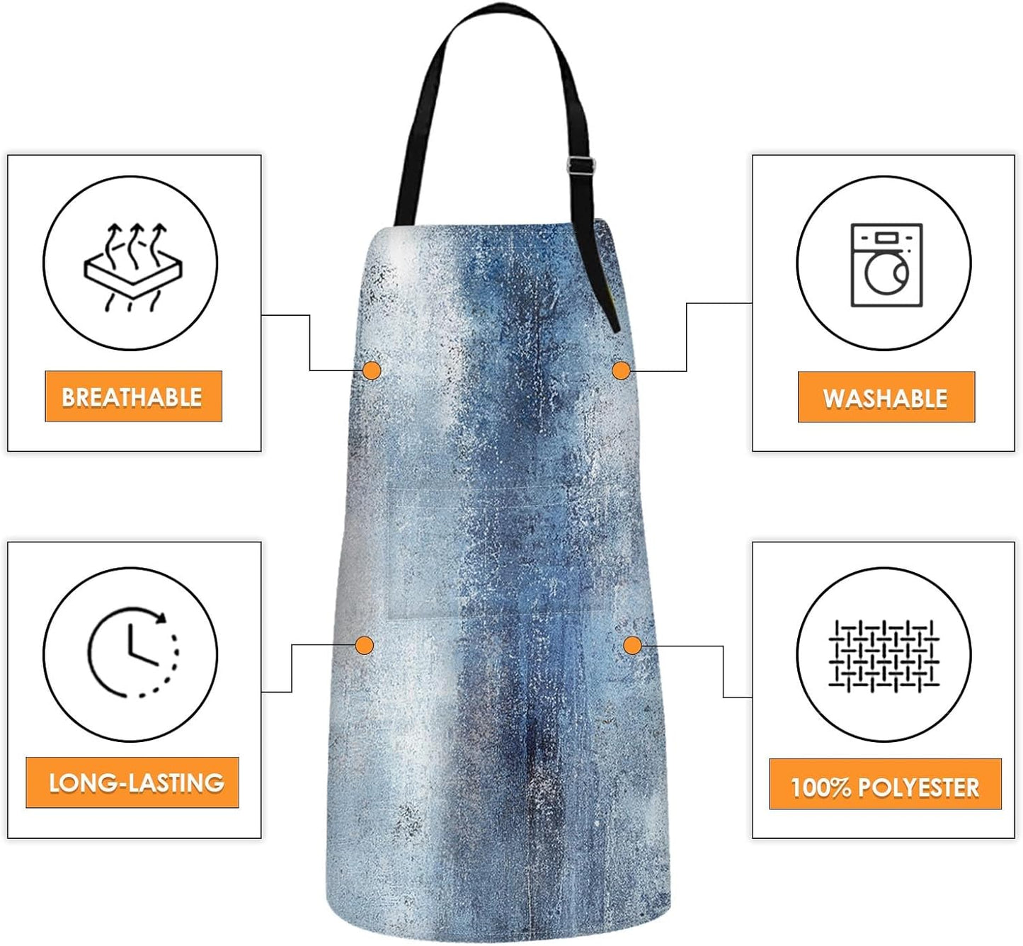 Britimes 2 Pack Aprons, Abstract Oil Paint Adjustable Bib Aprons with 2 Pockets for Women Men Couple Lovers Chef Home Kitchen Cooking Baking Gardening Teal Blue Apron 32x28 Inches