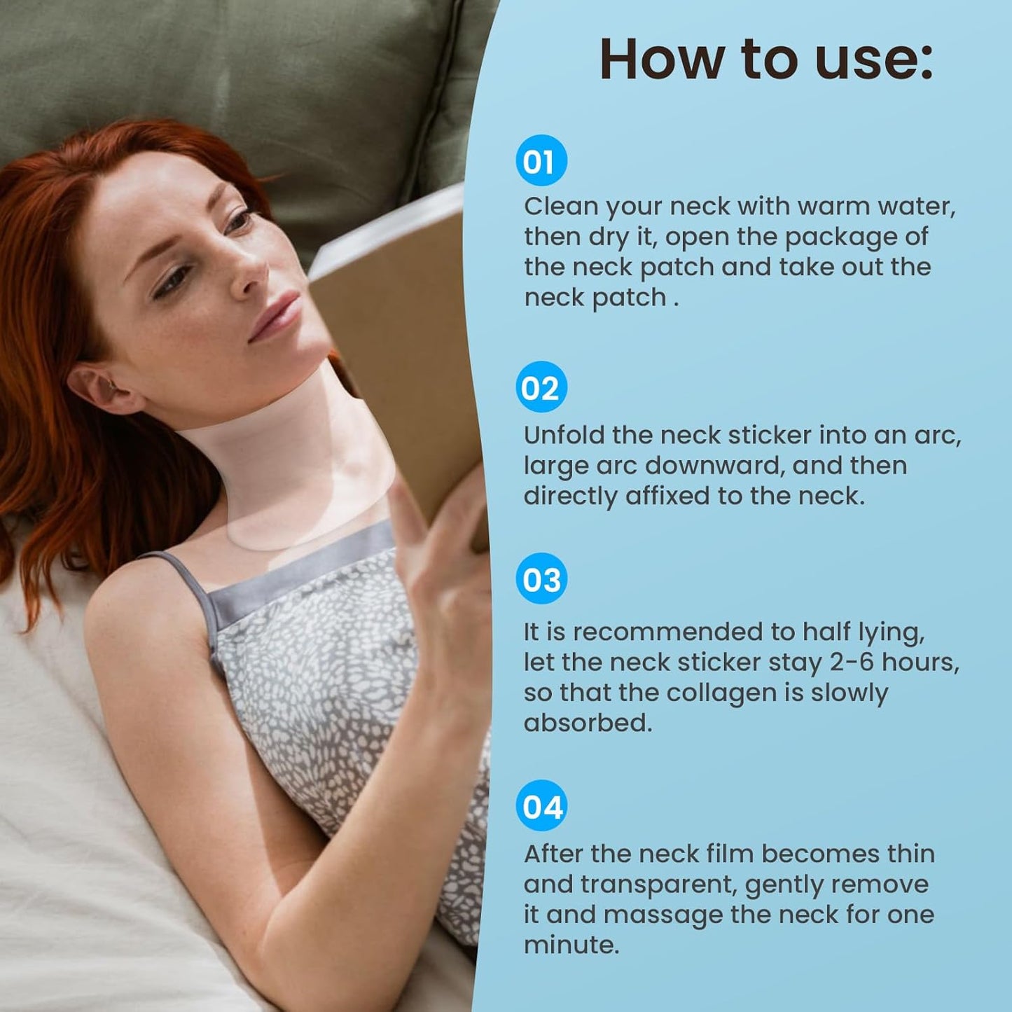 AUSLKA Neck Wrinkle Patches Moisturizing Hydrolyzed Collagen Mask, Neck Lifting Firming Pads for Tightening Skin 5 PCS, Collagen Masks for Looking Down Causes Wrinkles