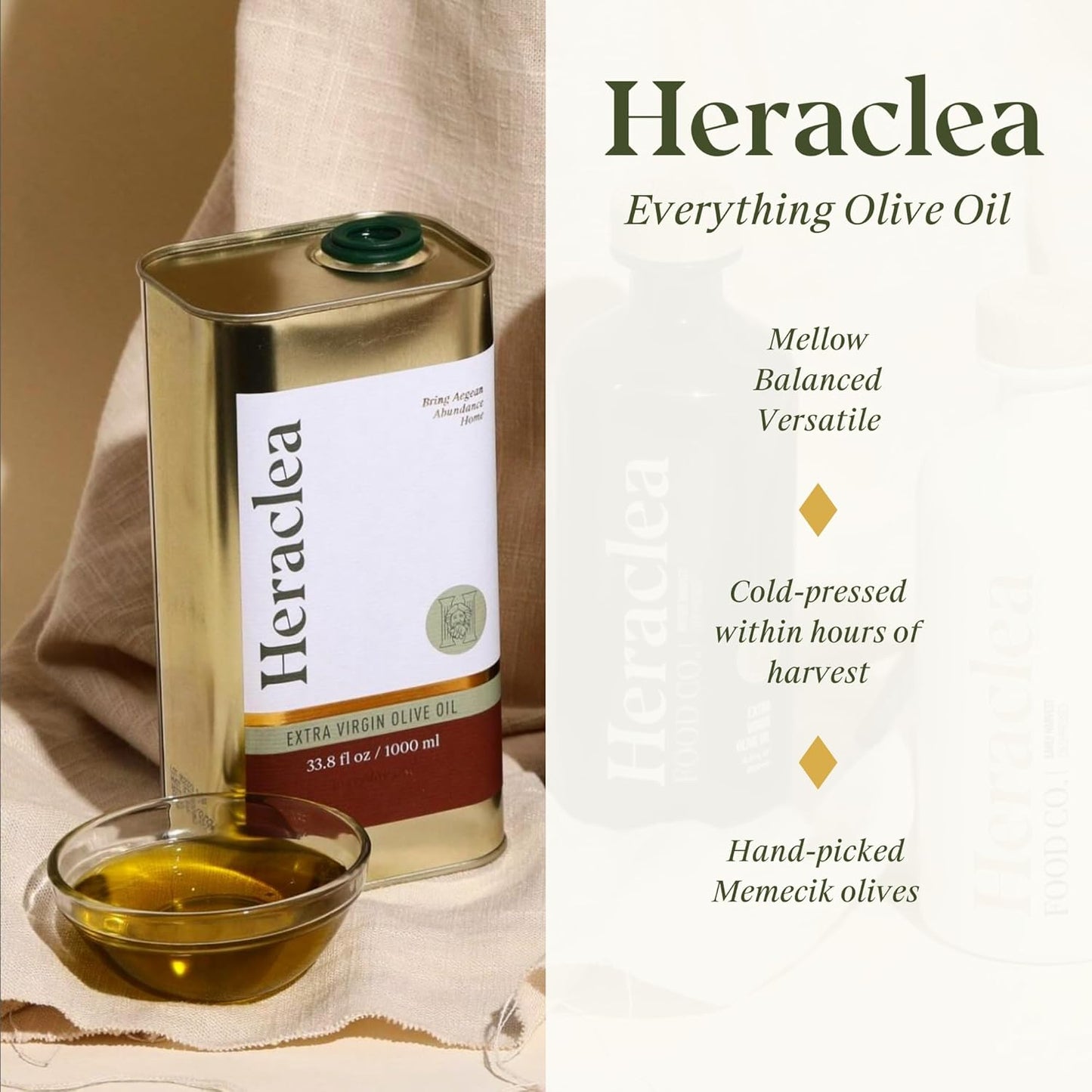 Heraclea - Everything Oil - Extra Virgin Olive Oil - Organic Olive Oil - Extra Virgin - Cold Pressed - Polyphenol Rich EVOO - 33.8oz Bottle