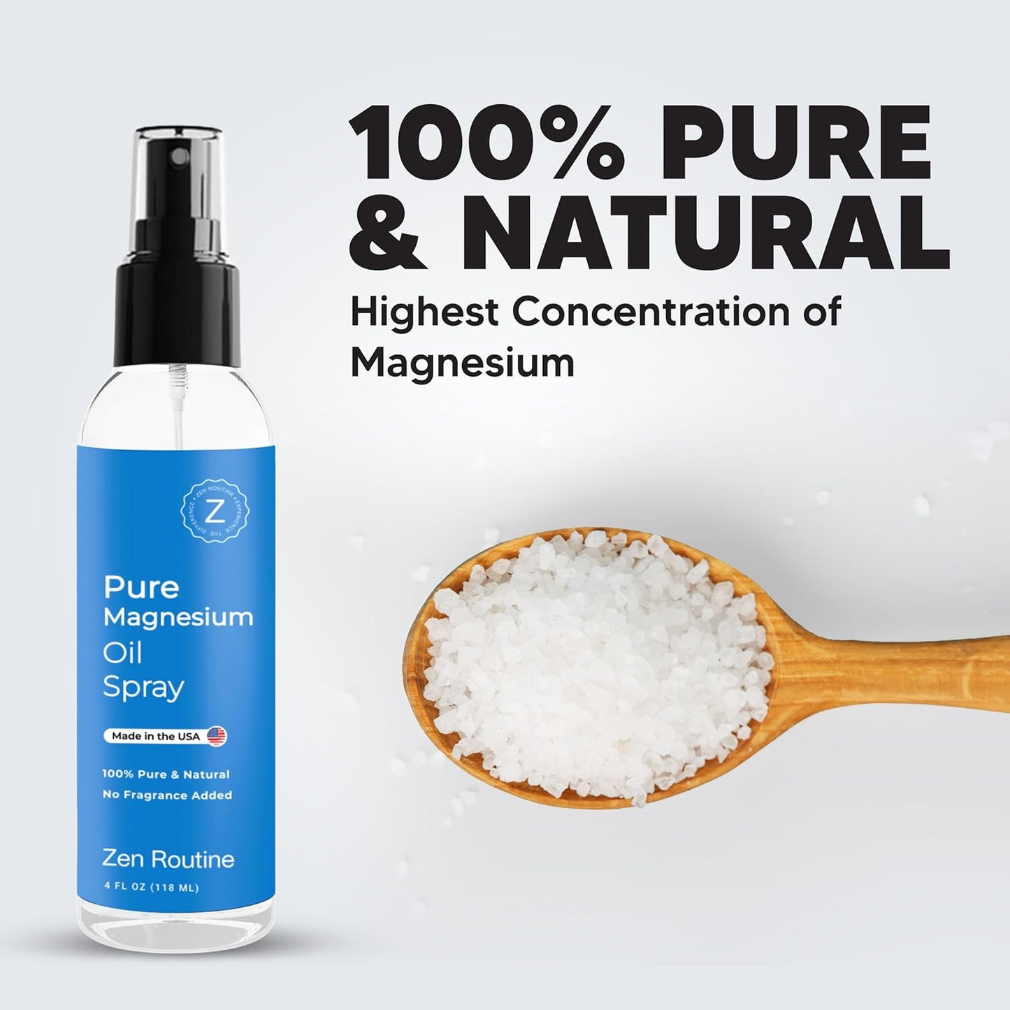 Pure Magnesium Oil Spray – 4oz (3 Pack) Organic USP Grade, Topical Magnesium Spray for Feet, Leg Cramps, Weight Management, Aceite de Magnesio, Natural Salt & Ancient Minerals – Made in The USA