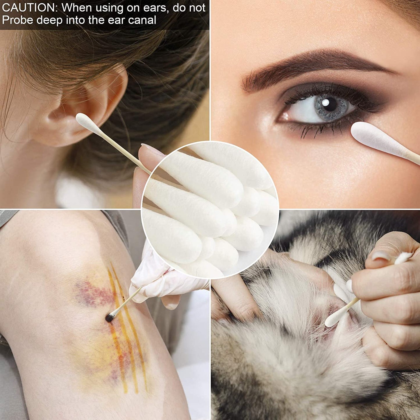 Bamboo Cotton Swabs 400 Count - Spiral&Round Double qTips Cotton Swabs, Organic Wooden Cotton Buds for Ears, Natural Bamboo Ear Sticks Q Tips for Cleaning, Makeup, Travel