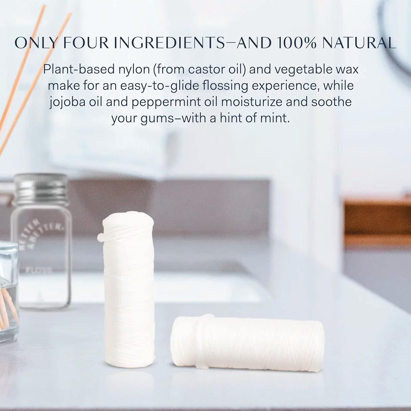 Better & Better Natural Dental Floss Refill Pack | Waxed & Zero Plastic Oral Care - 100% Plant-Based, Vegan, Eco and Non Toxic Dental Floss, 2 Spools