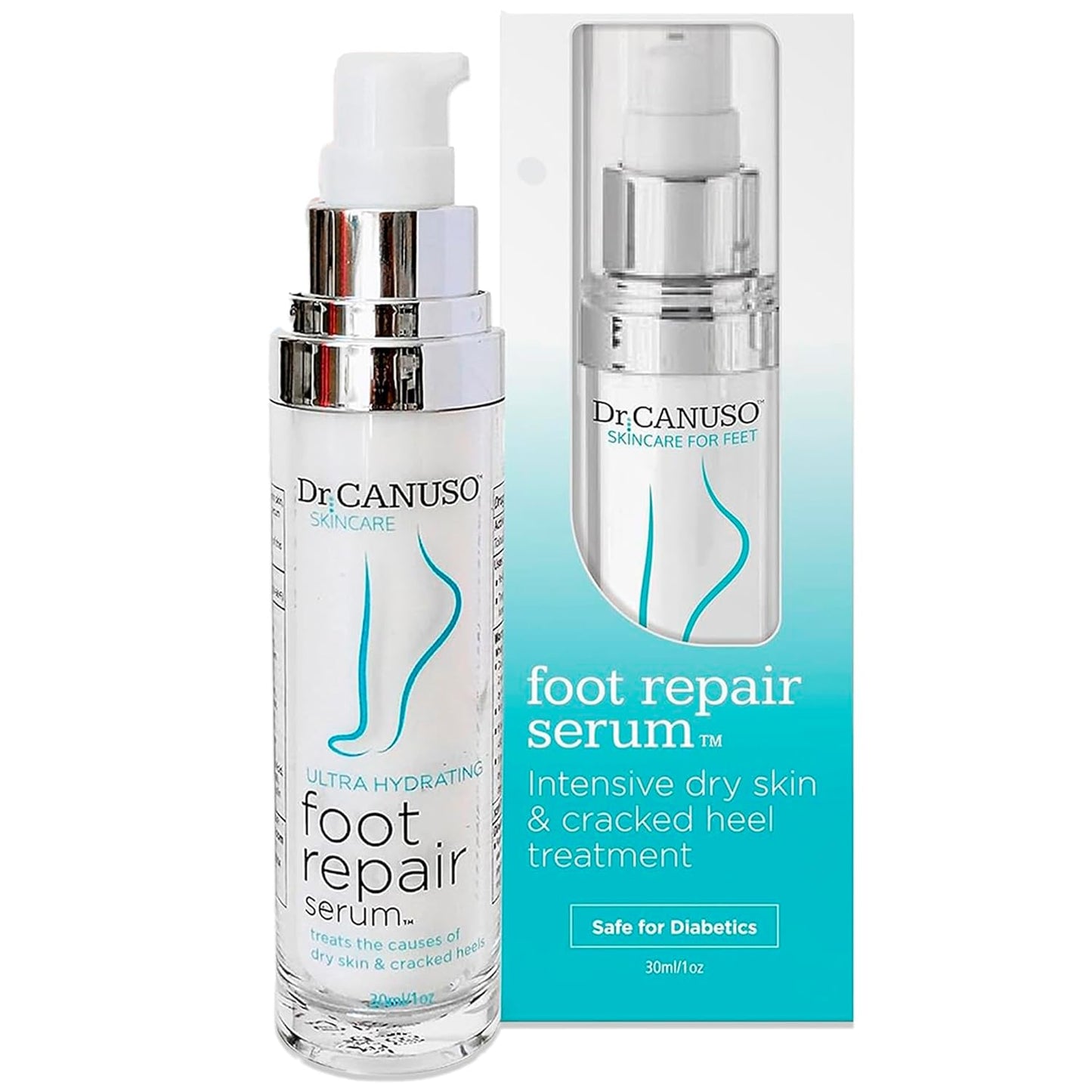 Dr. Canuso Foot Repair Serum, Medical Strength Cracked Heel Treatment, Lotion for Fast Acting Relief for Cracked Feet & Dry Skin, Patent Pending Formula, Made in USA