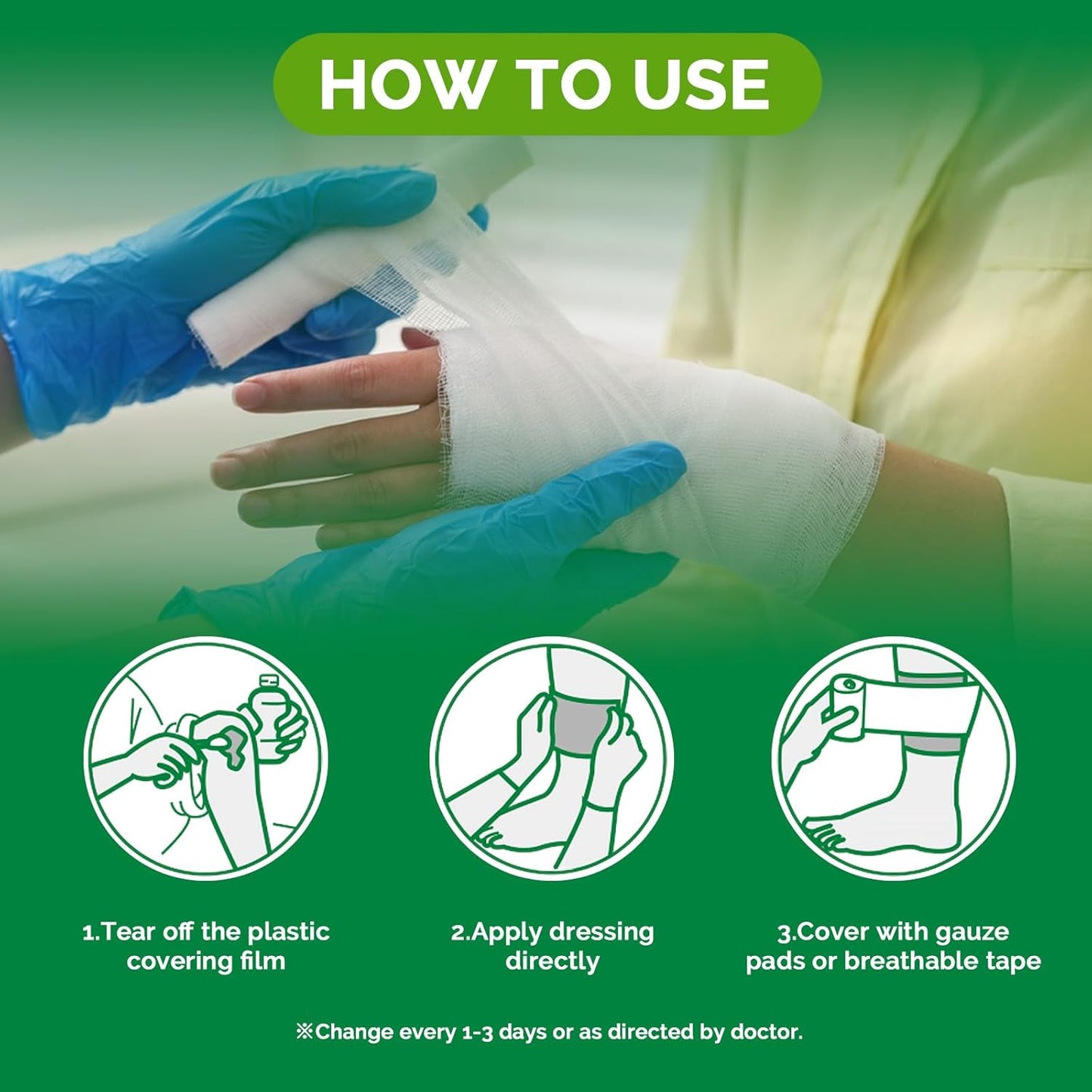 Honey Gauze Wound Dressing 4" x 4" Medical Grade Manuka Honey Wound Care Pads Honey Bandages for 1st & 2nd-Degree Burns, Abrasions, Cuts and Scalds (Individually Pack of 10)