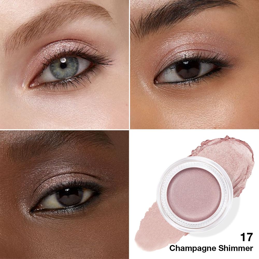 Kaely Single Cream Eyeshadow Pot, Champagne Shimmer Eye Shadow for Older Women High Pigmented Waterproof, Natural Eyeshadow Palette Makeup Brightener, sombras en crema para ojos, Blendable, 17