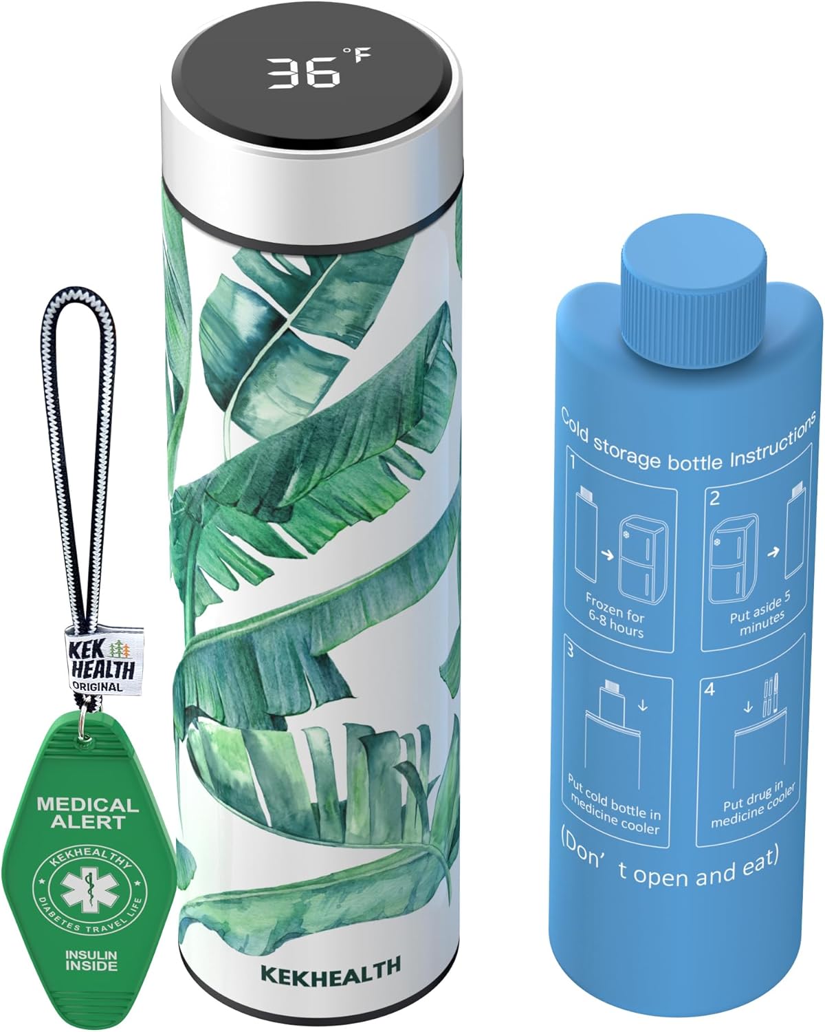 Compact 60H Insulin Cooler Travel Case Temp Display Medication Cooler for Travel TSA Approved Ice Packs Insulated Medicine Bag EpiPen Case Diabetic Cooler with QR Medical Alert Tag(Chloe)