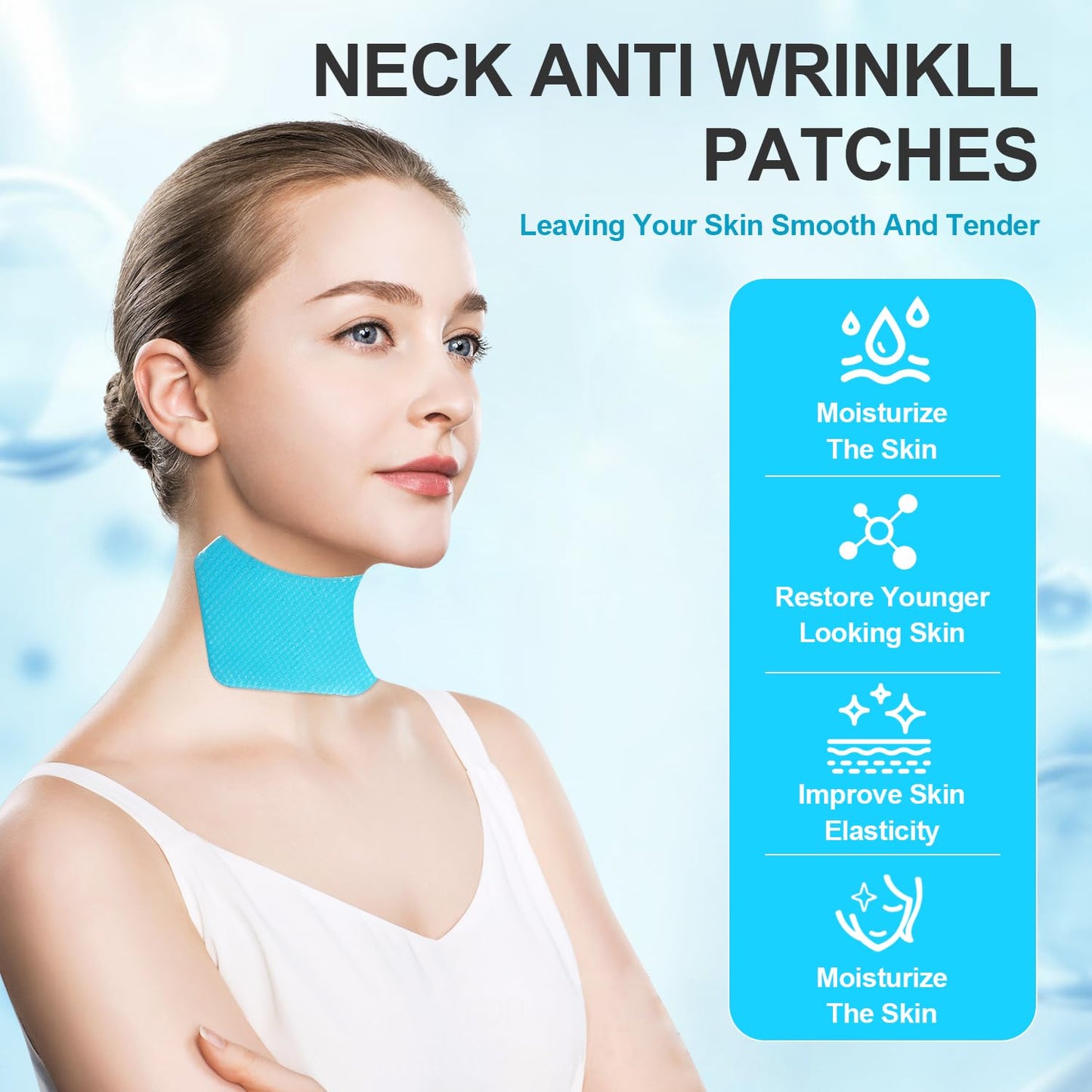 Neck Wrinkle Patches, 5 PCS Neck Tape Lifting Invisible for Firming and Tightening, Anti-Wrinkle Patches to Smoothing Skin