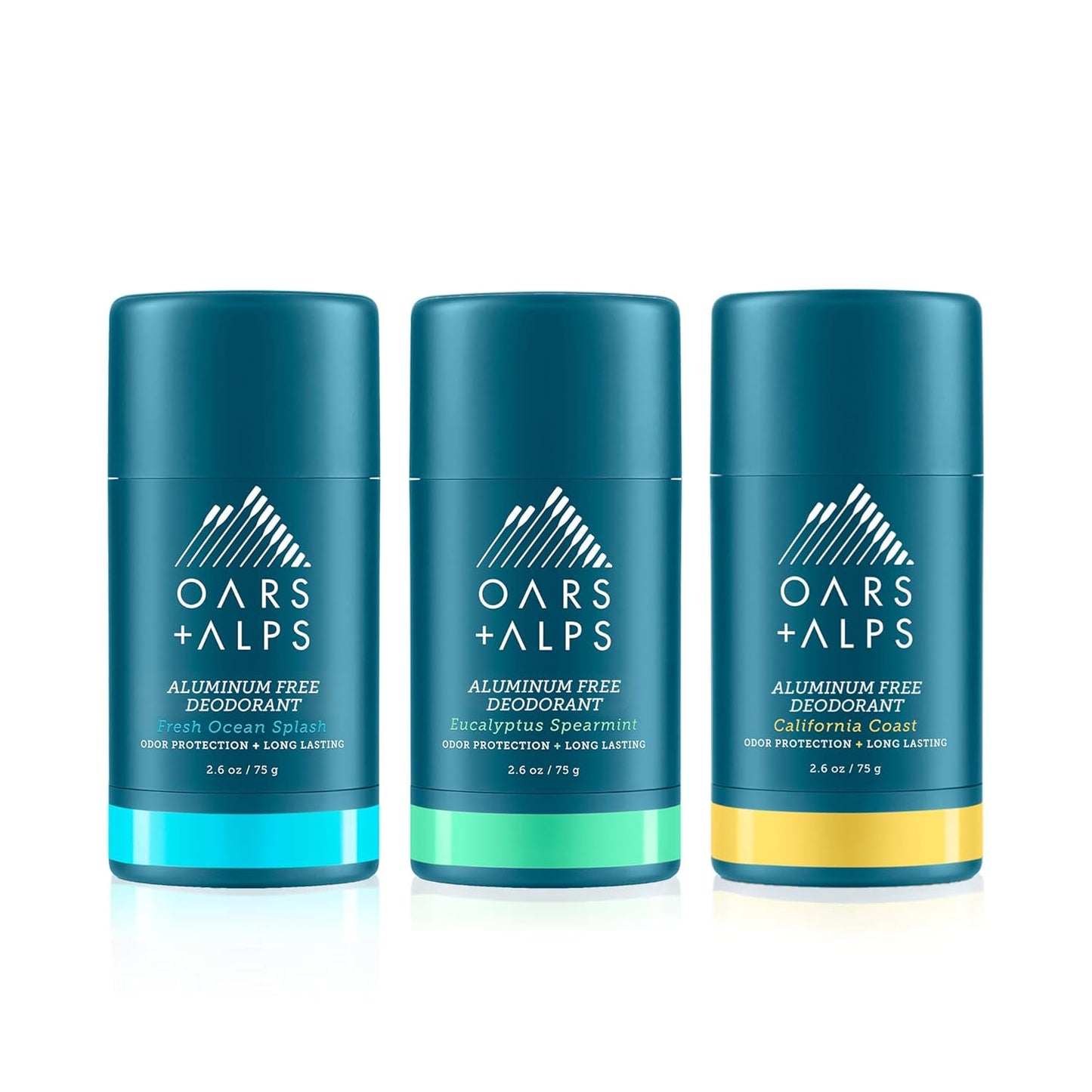 Oars + Alps Deodorant for Men & Women, Aluminum Free Deodorant for Men, Dermatologist Tested, Clean Ingredients, Non Toxic, Vegan, Long Lasting, Odor Protection, Variety Pack 3pk, 2.6oz