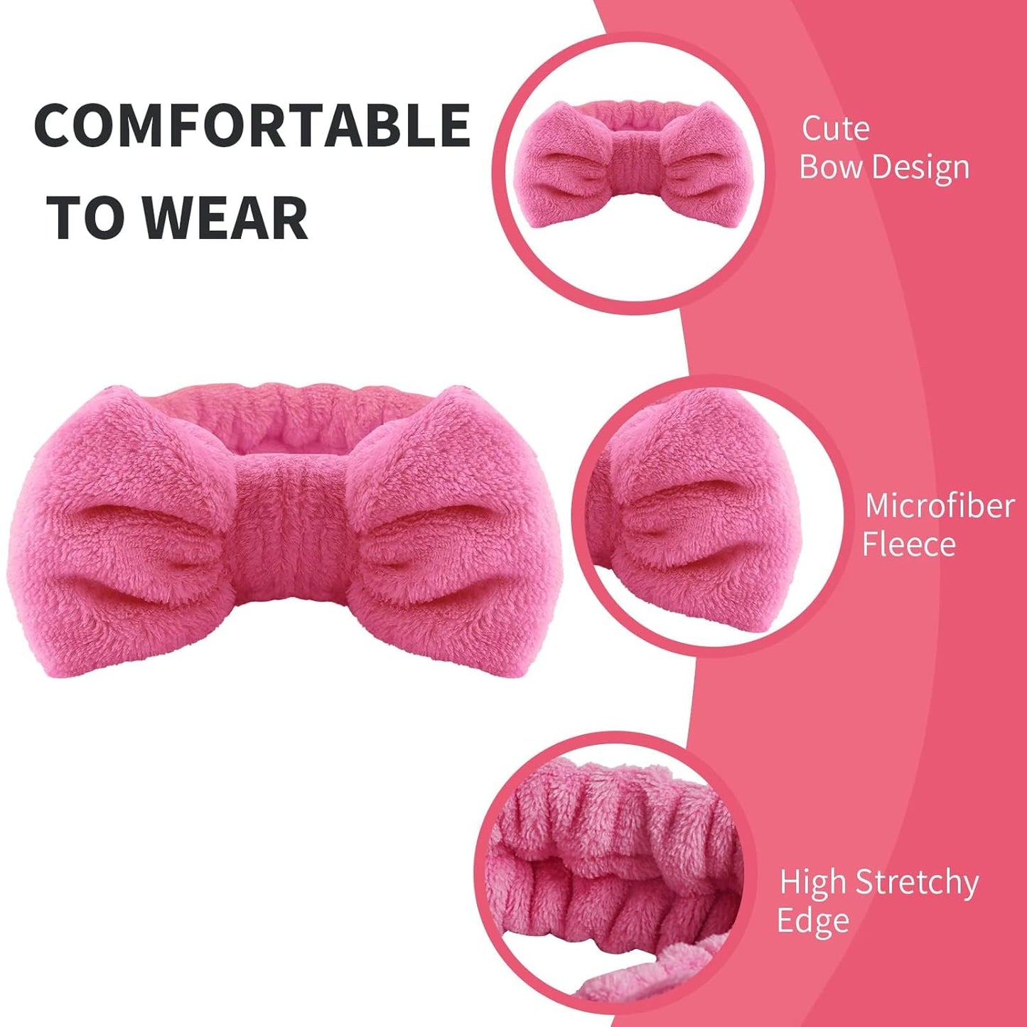 16pcs Skincare Headband Set, Headband Set for Face Washing Spa and Makeup, Including 1 Hairband, Wristband, 3 Hair Claw Clips and 10 Hair Ties, with Box, Gift for Women and Girls, Rose Red