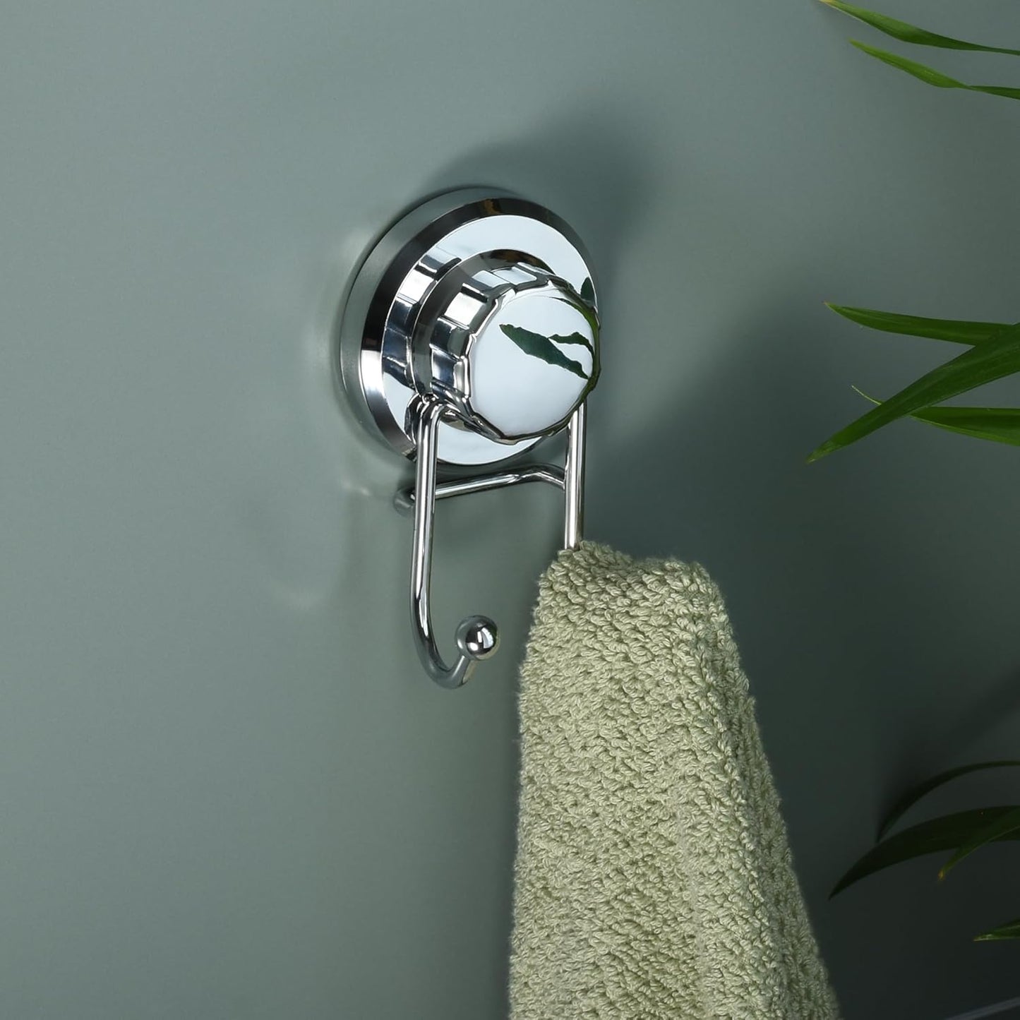 HASKO Suction Cup Hooks for Shower Wall, Removable Towel Hooks for bathrooms, Includes Optional No Drill Adhesive Mount for Inside Shower, Rustproof Stainless Steel - 2 Pack, Chrome