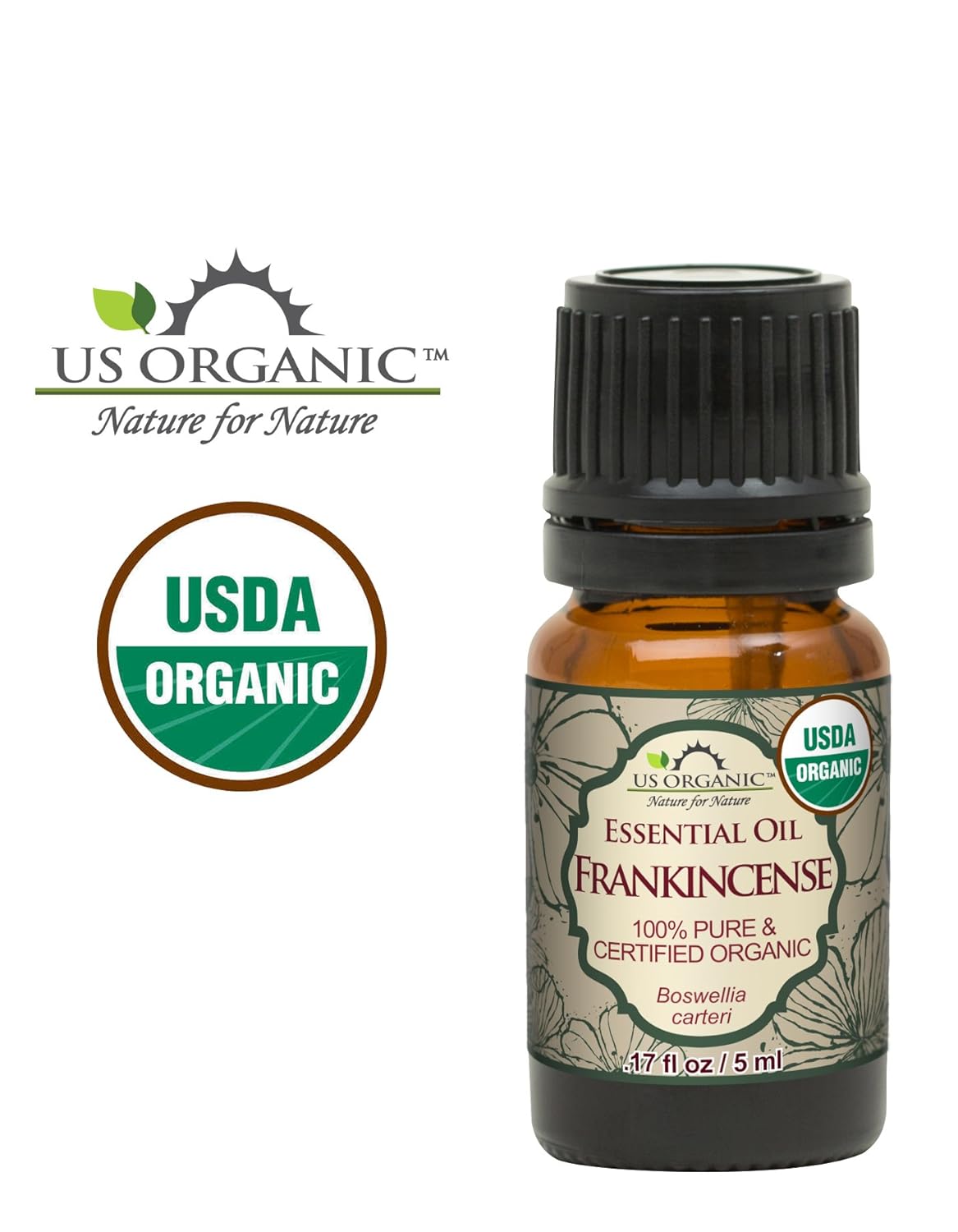 US Organic 100% Pure Frankincense (Boswellia Carteri) Essential Oil - Sourced from The Horn of Africa, USDA Certified Organic, Use Topically or in Diffuser, Perfect for Yoga or Meditation (5 ml)