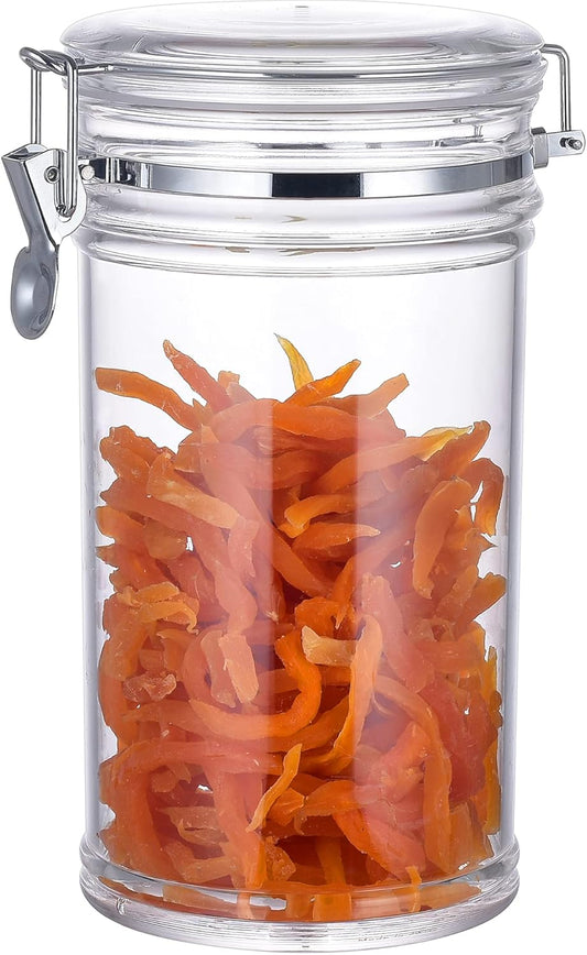 64 oz Reinforced Large Acrylic Canister with Locking Clamp, Airtight Flip Jar | Food Storage Container for Flour, Sugar, Coffee, Candy, Cookie etc