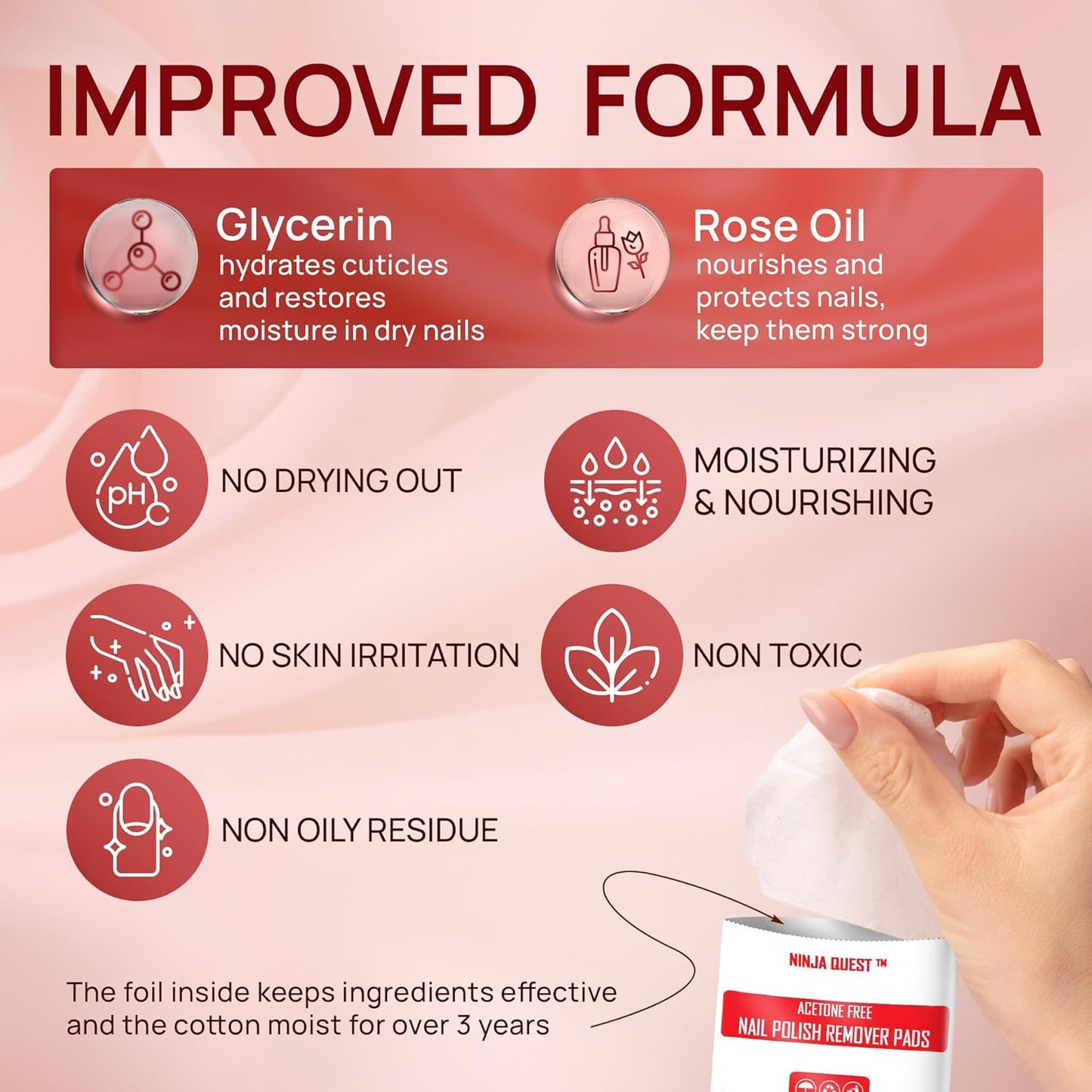 Nail Polish Remover Pads 100% Non Acetone - 200 Pack of Individually Wrapped Bulk Set Gel Nail Polish Remover Wipes - Fingernail Travel Kit to Clear Nail Polish for Home & Professional Removal