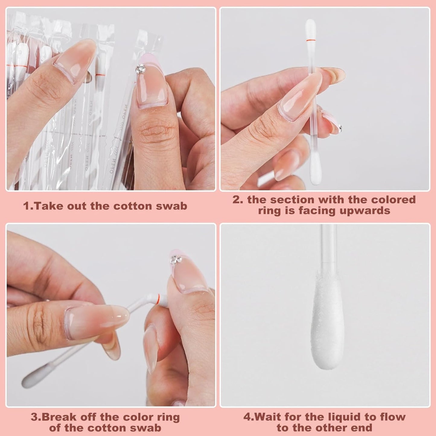 Cotton Swabs,Cotton Makeup Remover Swabs,Eye & Lip Sticks Remover,Liquid-Filled Makeup Remover Swabs Disposable Cotton Swabs for Eye/Lip/Eyebrow/Eyelash Makeup (Pack of 100)