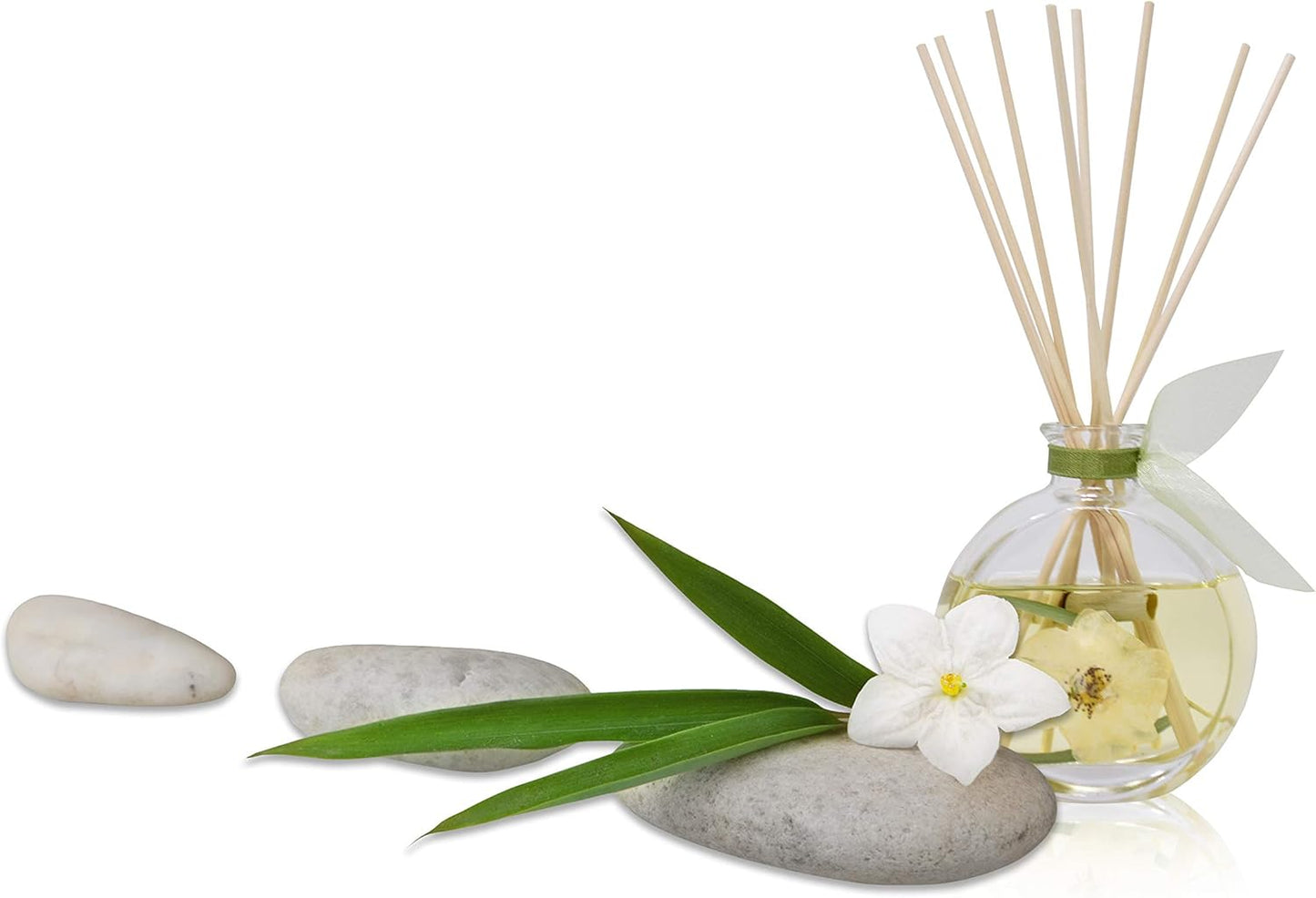LOVSPA Reed Diffuser Set, Bamboo Jasmine Scented Oil Diffuser with Sticks, Home Fragrance Accessories for Bathroom Shelf Decor, Aroma Diffusers for Home or Office Desk, USA Made