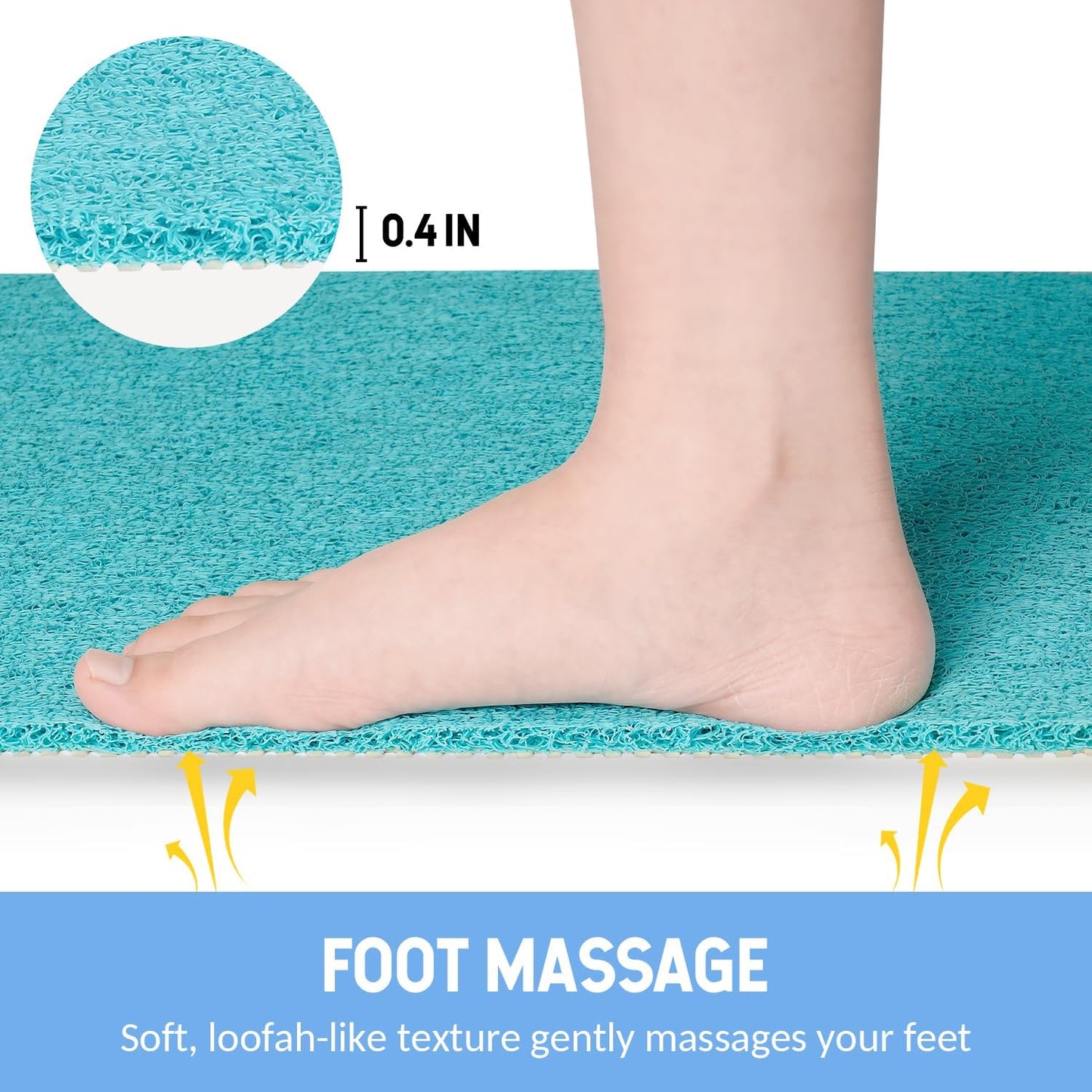 Non-Slip Bathtub Mat, Anti Slip Shower Mat, Fast Drying Bathtub Mats, Foot Scrubber Mat, Anti Slip Mat for Tub, Floor, Bathroom, Kitchen, Home, Hotel (Turquoise Blue 40"×16")