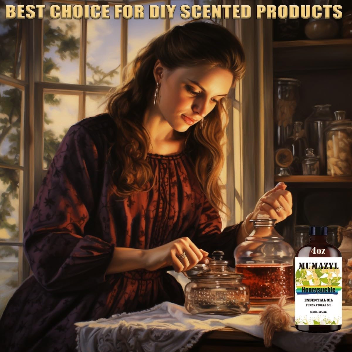 Honeysuckle Essential Oil, Honeysuckle Oil 4 Fl Oz 120ML for Diffuser Humidifier Yoga Cleaning DIY Candle Soap Making Essential Oils