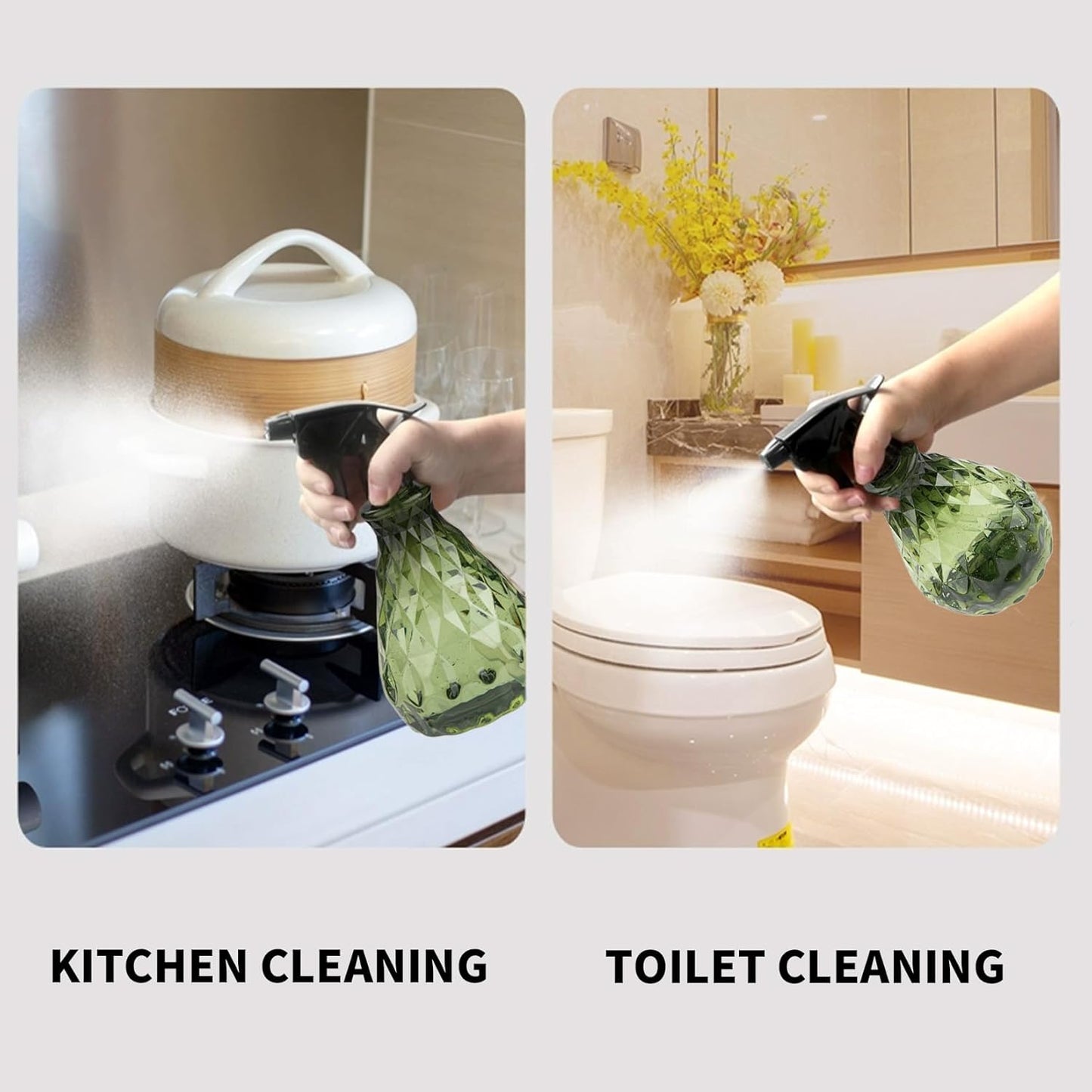 2 Pcs Spray Bottles, 500 ml/17 oz Empty Water Spray Bottles, Plastic Reusable Adjustable Mist Sprayer Squirt Bottles Containers Refillable for Cleaning Solutions, Gardening, Plants (Green)