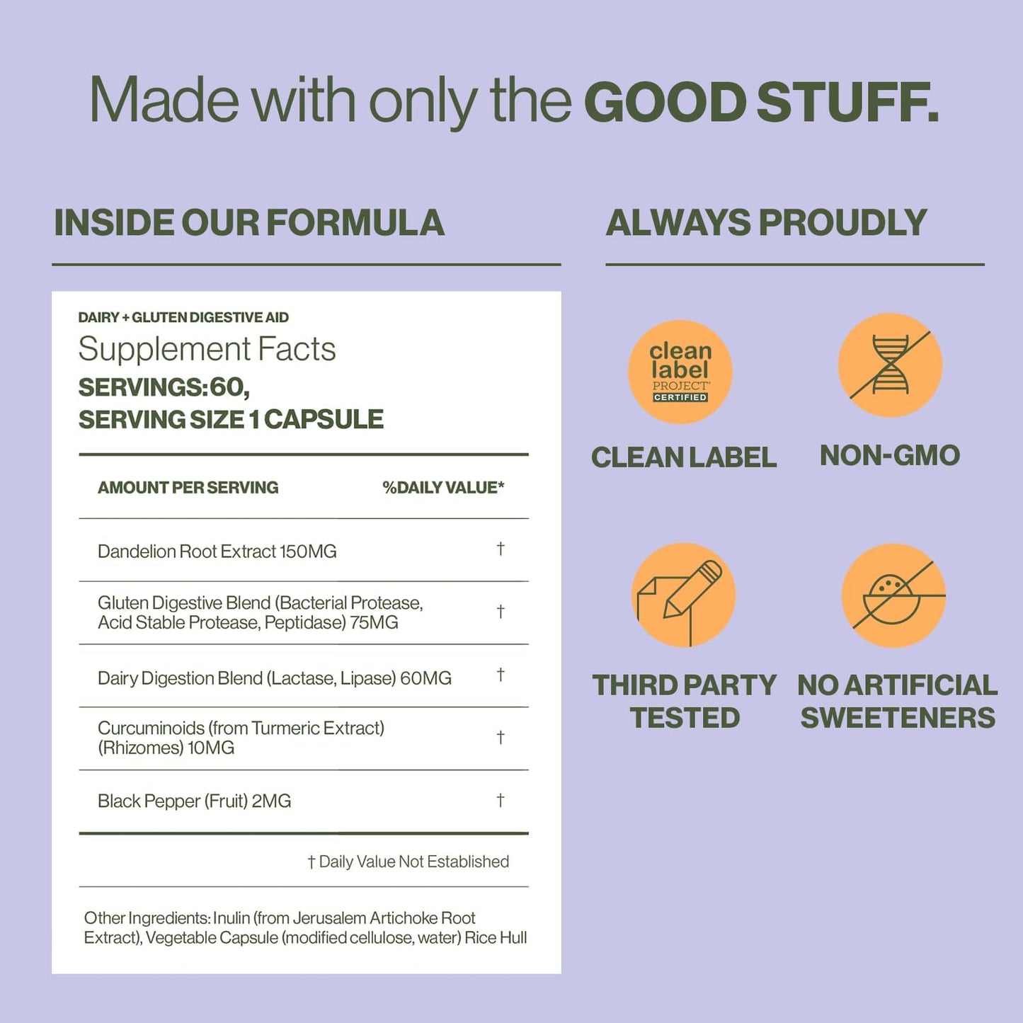 Hilma Digestive Enzymes for Women, Bloating Relief with Turmeric, Dandelion Root and Gluten Digestive Enzymes, Natural Gluten and Dairy Relief Pills, 60 Vegan Capsules