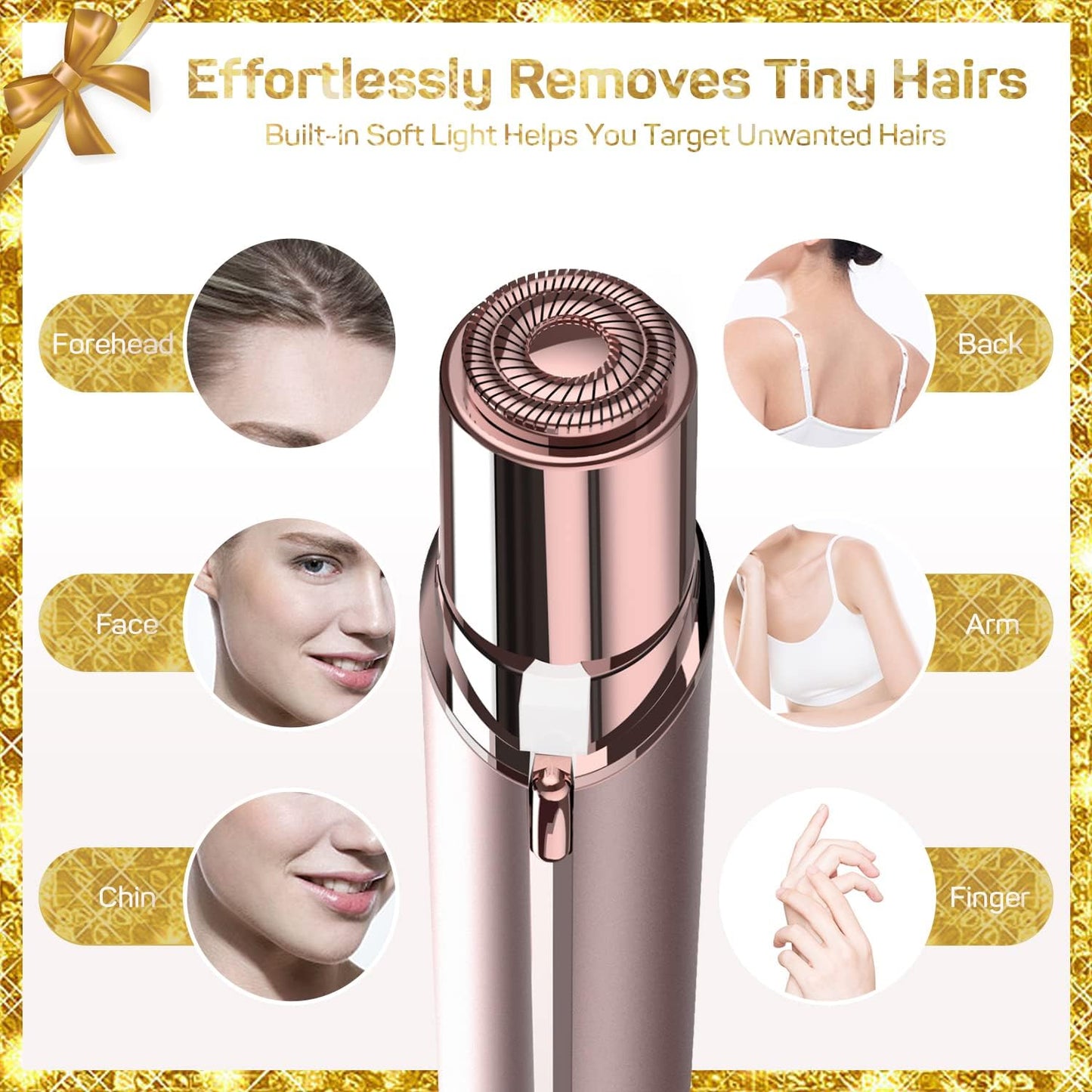 gurelax Facial Hair Remover for Women, Painless Hair Removal Device(with 2 x Replacement Heads) -Best Touch Face Shaver for Mother/Wife/Girlfriend, Electric Razors for Upper Lip, Chin