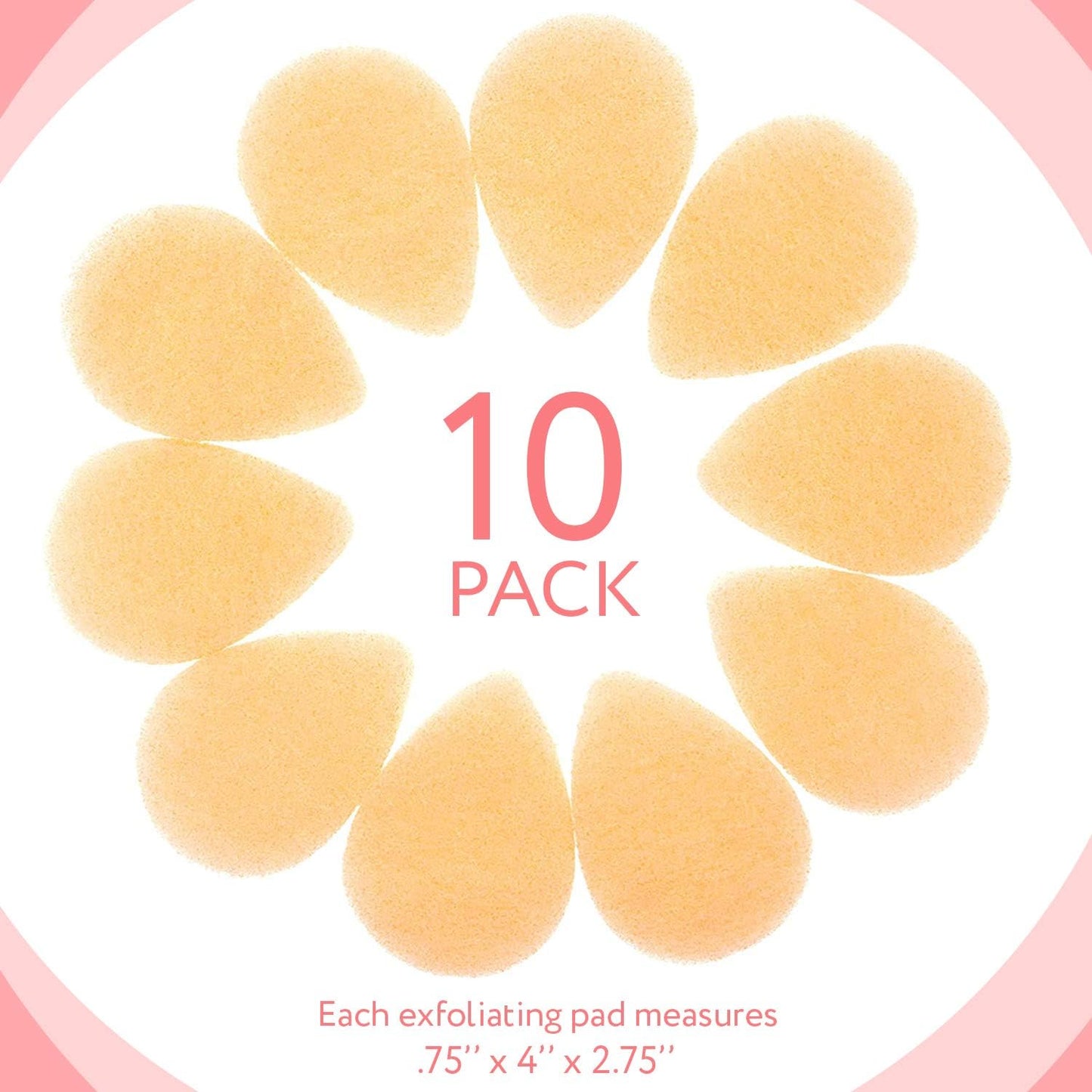 IMPRESA Face Scrubber Exfoliator Sponges - Regular Puff - Natural Medical-Grade Foam - 10 Pack Reusable Exfoliating Pads - Deep Cleanse & Dead Skin Removal - Normal to Oily Skin