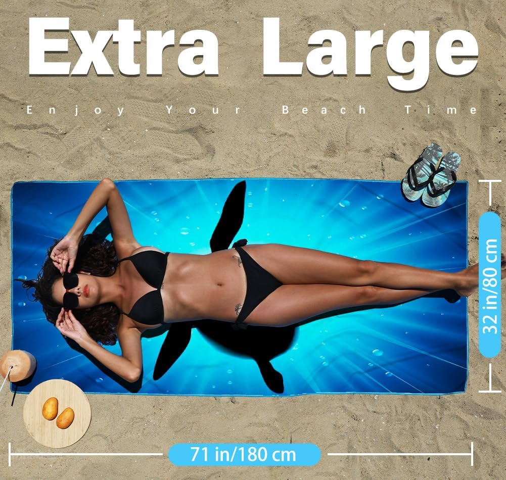 Lightweight Thin Microfiber Beach Towel Sand Free Quick Dry Absorbent Compact Soft Pool Swim Travel Towels Extra Large Oversized Beach Accessories Packable Essentials Stuff Gifts for Adult