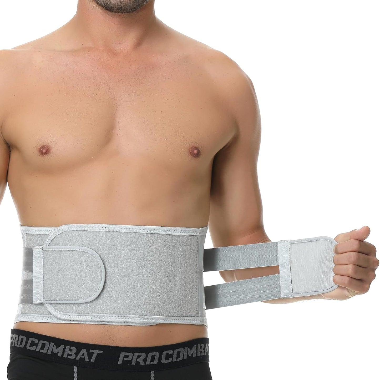 NeoTech Care Back Support Belt - Breathable & Adjustable Lower Back Brace - Double Pull Compression Straps (Grey, Size XL)