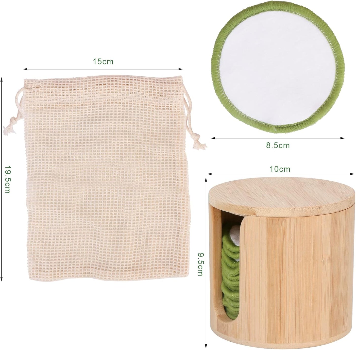 UNIMEIX 16 Pack Reusable Makeup Remover Pads Bamboo Reusable Cotton Rounds Organic Cotton Pads for Face Facial Cleansing Wipes with Washable Laundry Bag and Bamboo Holder