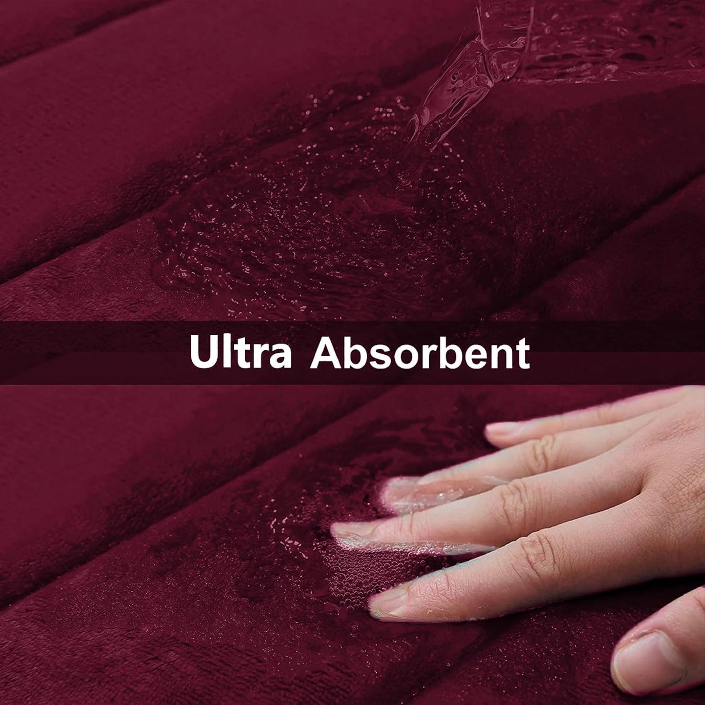 Buganda Memory Foam Bath Mat, 30" x 20", Ultra Soft and Non-Slip Bathroom Rugs, Water Absorbent and Machine Washable Bath Rug for Bathroom, Shower, and Tub, Burgundy