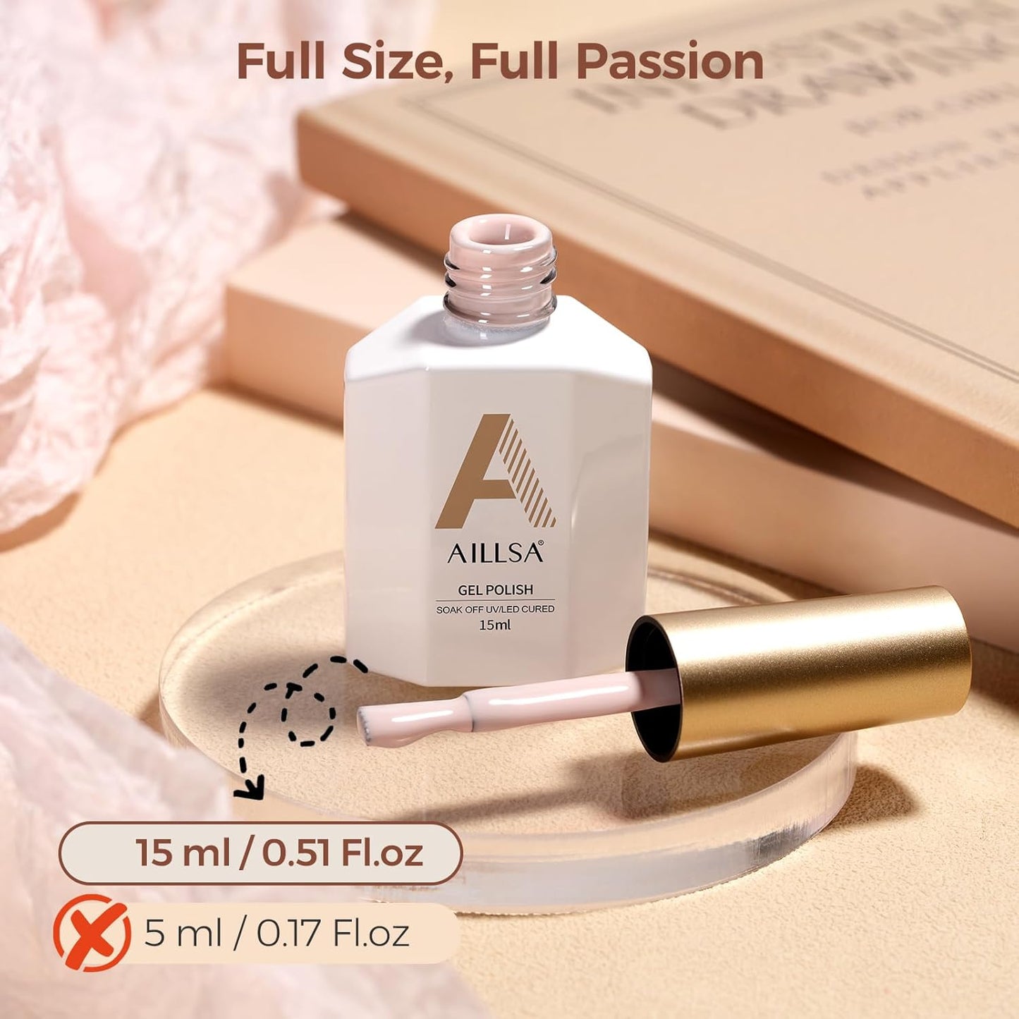 AILLSA Gel Nail Polish Nude Vanilla Tan Gel Polish Light Brown Neutral Jelly Gel Polish Natural Wheat Color Nails Soak Off U V Gel for Nail Salon at Home Fall Winter for Women 0.51 Fl Oz /GC14