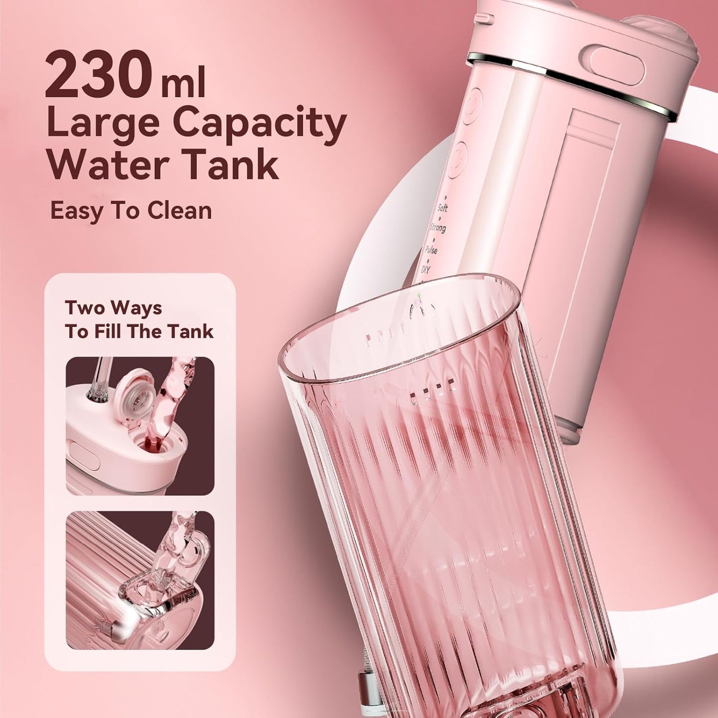 Portable Mini Water Dental Flosser for Teeth Cleaning Pick,Travel Oral Irrigator with Telescopic Water Tank,4 Modes and Waterproof Design-Perfect for Braces,Bridges,Home&Travel Dental Care