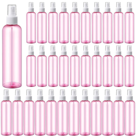Eccliy 32 Pcs 8 oz Spray Bottles Fine Mist Cleaning Bottles Clear Empty Plastic Travel Sprayer Refillable Sprayer with Cap for Cleaning Solutions Oils Travel Perfumes(Pink,Clear)