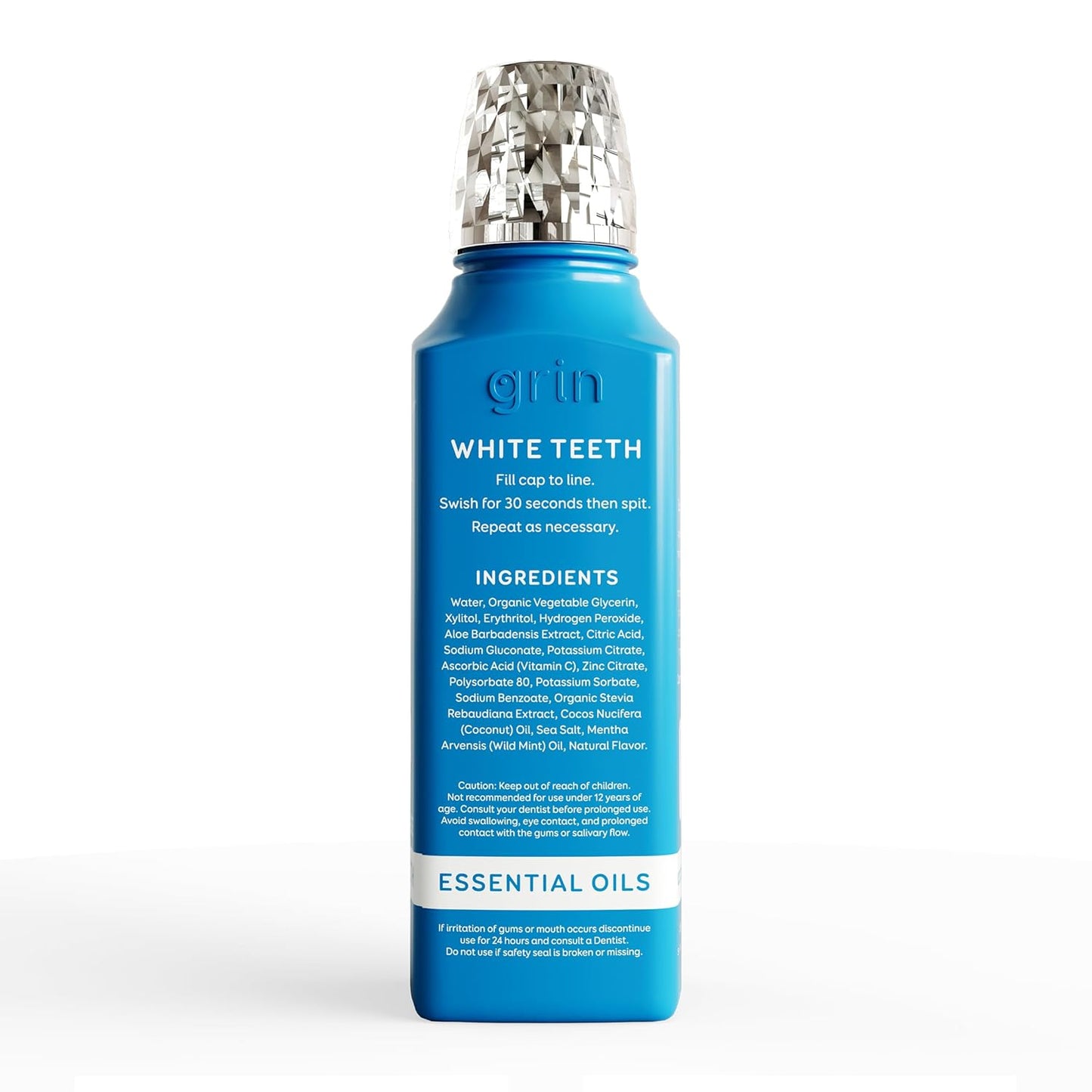Grin White Teeth Oral Rinse, 16 Fl Oz, Fresh Breath Mouthwash, Brite Mint Flavored, Alcohol-Free