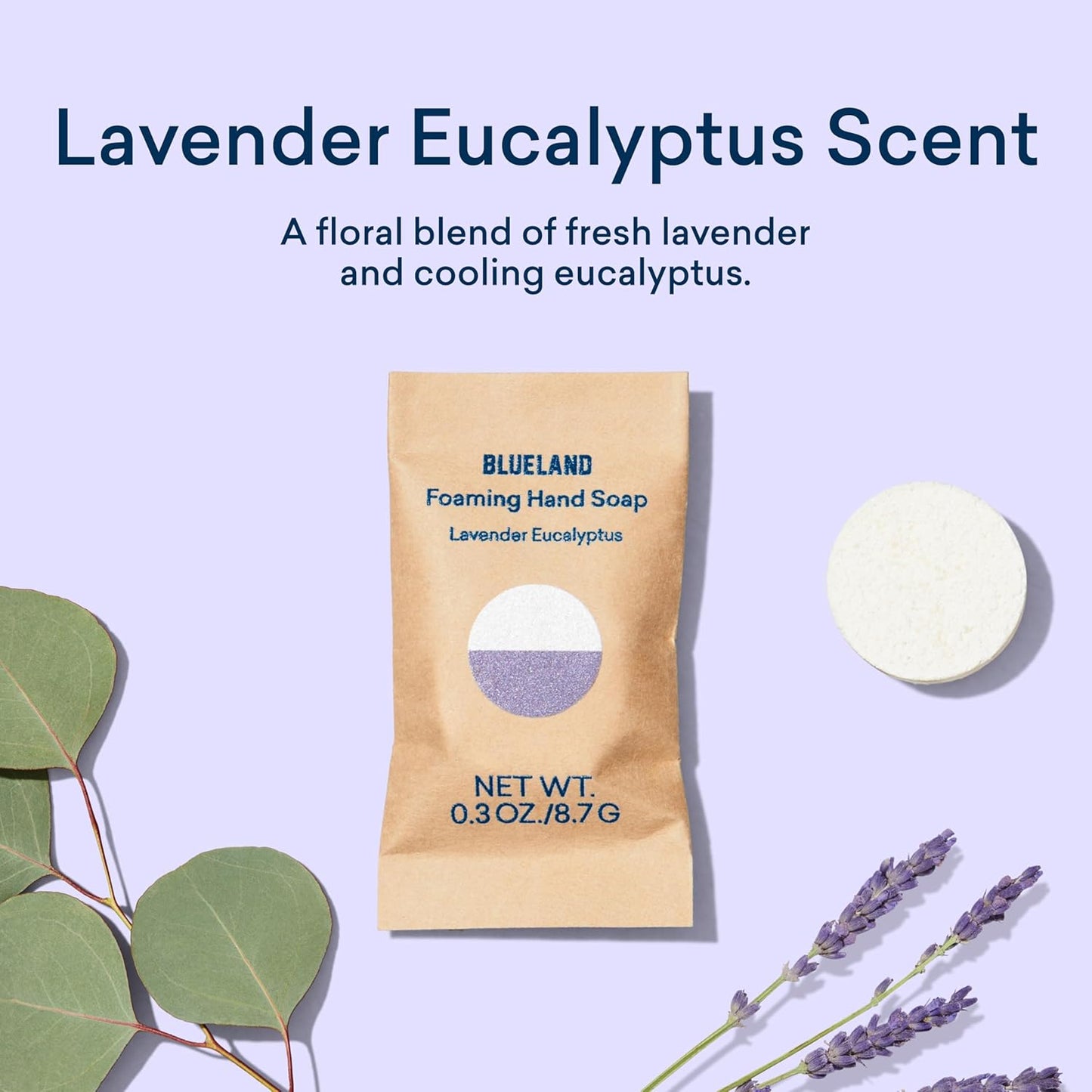 BLUELAND Foaming Hand Soap Refill Tablets, 10-Pack, Lavender Eucalyptus Scent, Eco Friendly Cleaning Products, 10 x 9 Fl oz