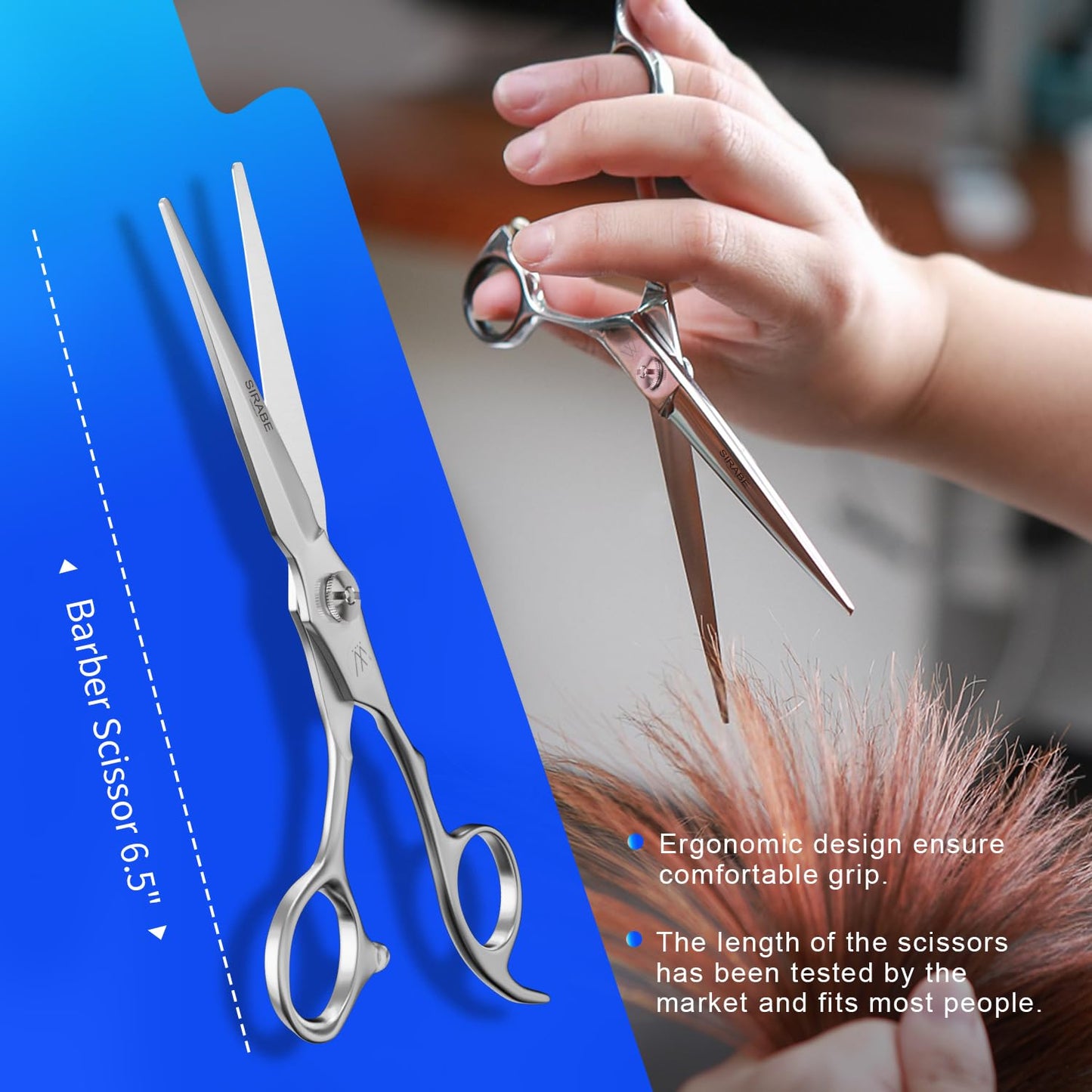 Sirabe Professional Hair Scissors Shears, 6.5" Extremely Sharp Blades, Hair Cutting Scissors Barber Kit Haircut Scissors, for Home Salon Hairdressing