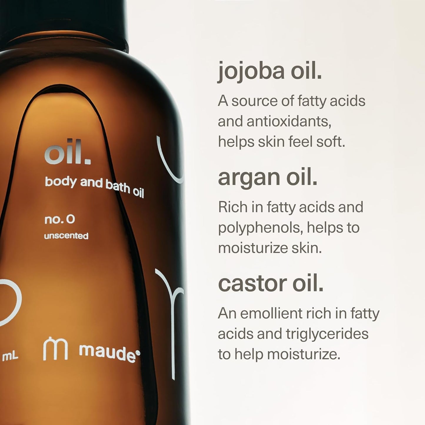 MAUDE Fragrance-Free Bathtime Bundle - pH Balanced Body Wash and Bubble Bath with Omega 3 and Vitamin B3 (12 oz) + Full Body Massage Oil Organic Blend of Jojoba, Coconut, Argan & Castor Oil (4 oz)