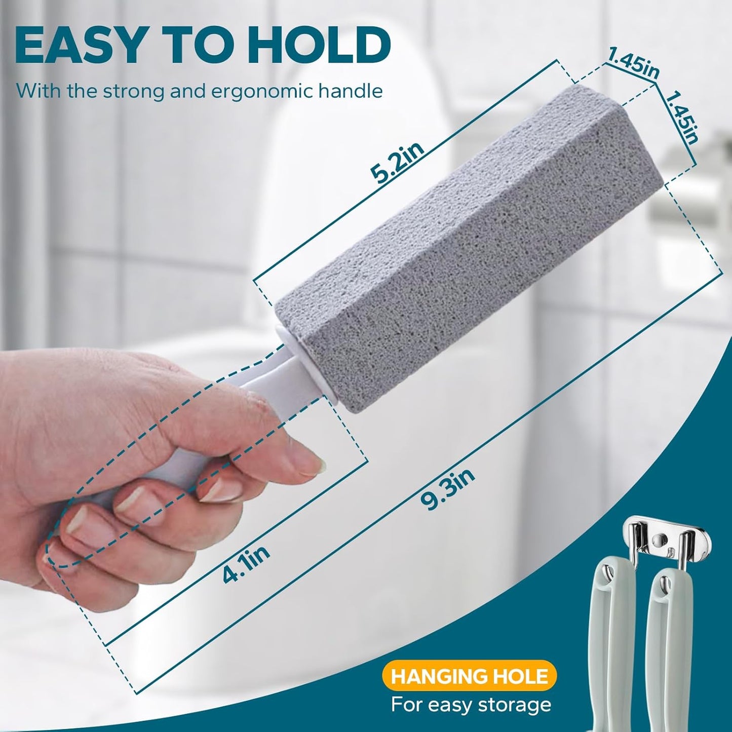 Emycool Pumice Stone Toilet Bowl Cleaner, 10 Pack Toilet Pumice Stone with Handle for Toilet Cleaning Toilet, Bathtubs, Sinks, Swimming Pools, Grills