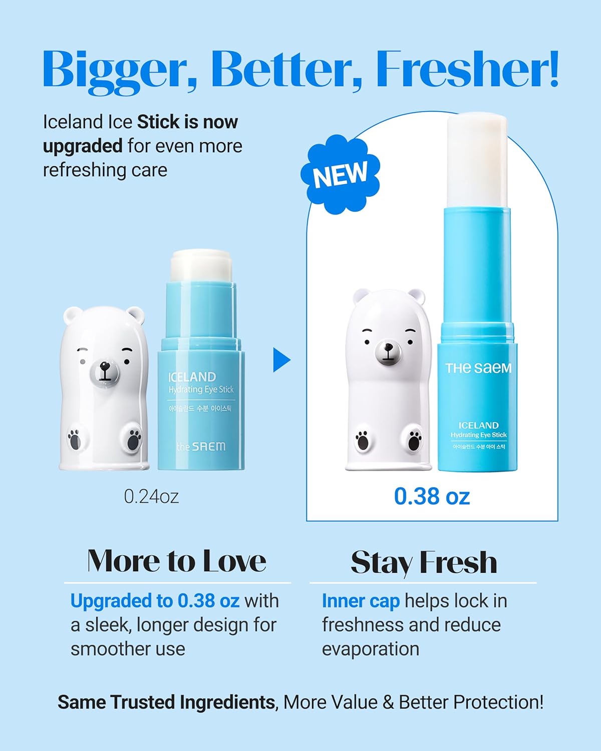 THESAEM Iceland Hydrating Eye Stick - Cooling Balm - Dark Circles & Puffiness – Under Eye Treatment - Reduce Wrinkles and Moisturizing - Minimize Dark & Puffy Eyes - Aqua Scent, 0.38 oz