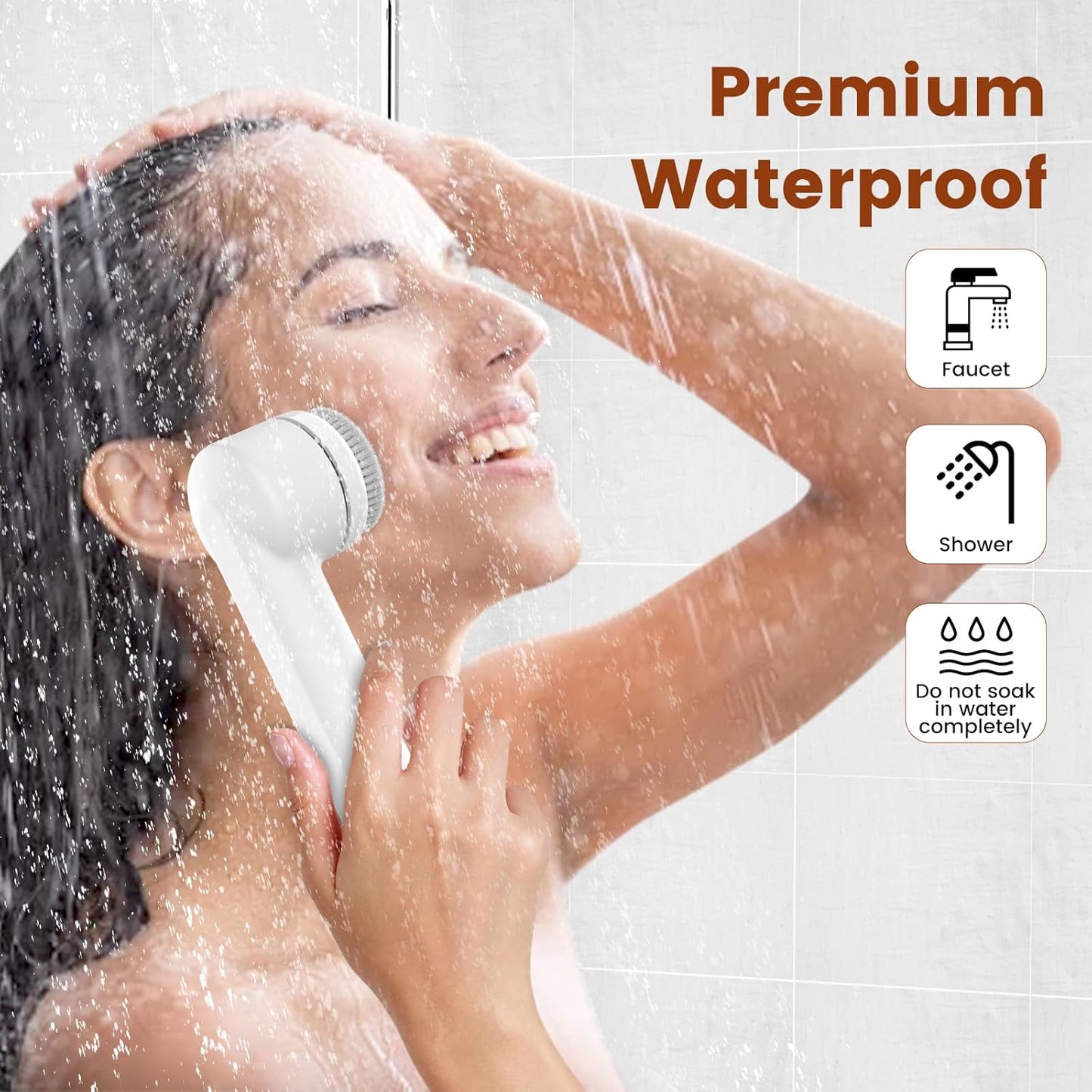 Facial Cleansing Brush, Electric Face Scrubber with 2 Rotational Directions, 3 in 1 Facial Brushes for Cleaning and Exfoliating, 3 Speeds Adjustable, Waterproof Face Wash Brush for Men Women