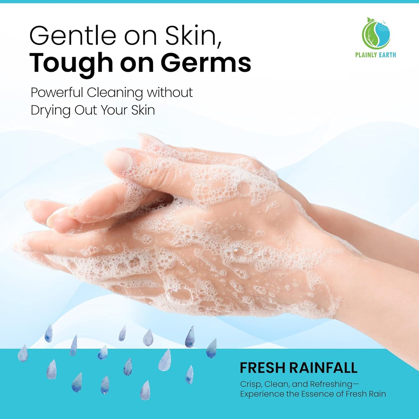 AntiMicrobial Hand Soap, 64 oz Bulk Refill - Antibacterial Hand Soap, Gentle, Scented Moisturizing Hand Soap for Kitchen and Bathroom - Fresh Rainfall