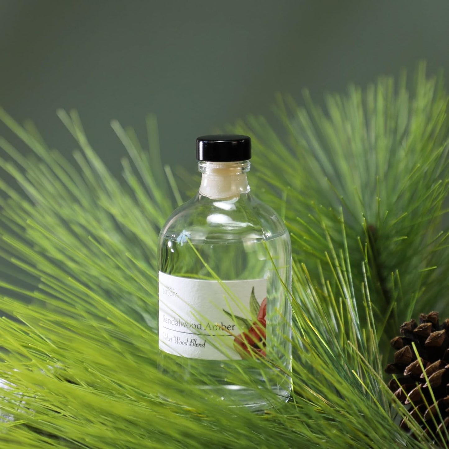 Reed Diffuser Set, 3.52 oz (100ml) Scented Diffuser with Sticks Home Fragrance Reed Diffuser for Bathroom Shelf Decor, Ideal Gift for Woman (Sandalwood Amber)