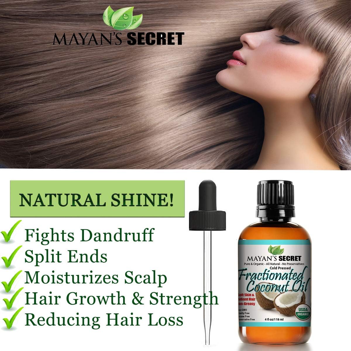 USDA Certified Organic Fractionated Coconut Oil, for Aromatherapy Relaxing Massage, Carrier Oil for Diluting Essential Oils, Hair & Skin Care Benefits, Moisturizer & Softener