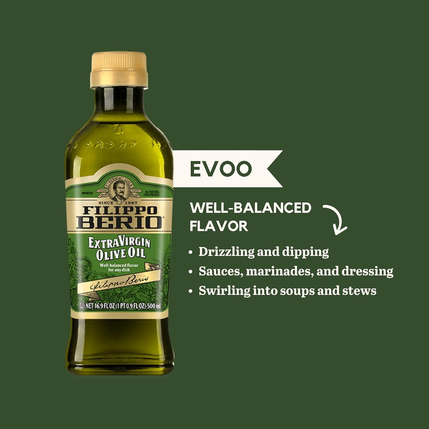 Filippo Berio Cold Pressed Extra Virgin Olive Oil, 16.9 Ounce rPET Bottle