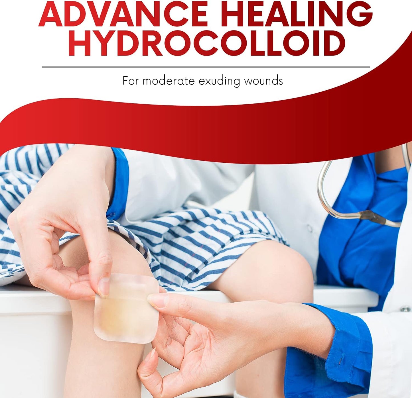 Healqu Hydrocolloid Wound Dressing - 2x2" Thin - Box of 20 Large Bandages - Sterilized Bordered Hydrocolloid Patches for Bed Sores, Abrasions, and More - Waterproof and Absorbent with Protective