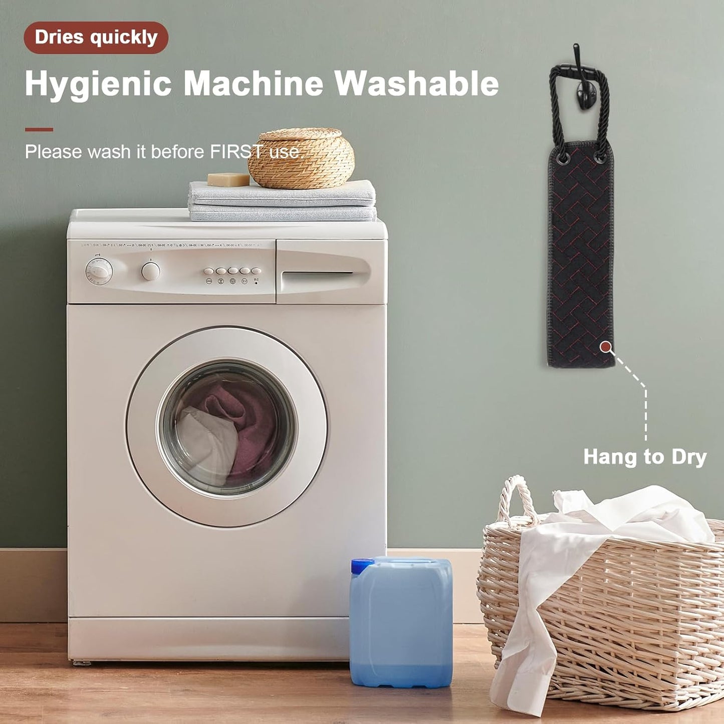 Exfoliating Back Scrubber with Upgraded Handles, 38.5 Inch Double-Sided Body Scrub Bath Exfoliator, Exfoliating Washcloth for Use in Shower, Back Washer to Deep Clean Your Skin for Men & Women (Black)