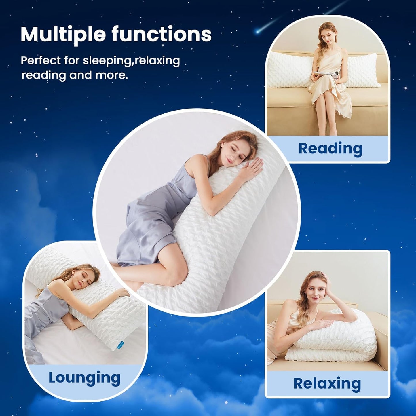 Body Pillow for Side Sleeper with Neck and Shoulder Pain,Adjustable Shredded Memory Foam Pillows, Cooling Pillow for hot Sleepers with Washable Cover, Bed Pillows for Adults, Original White